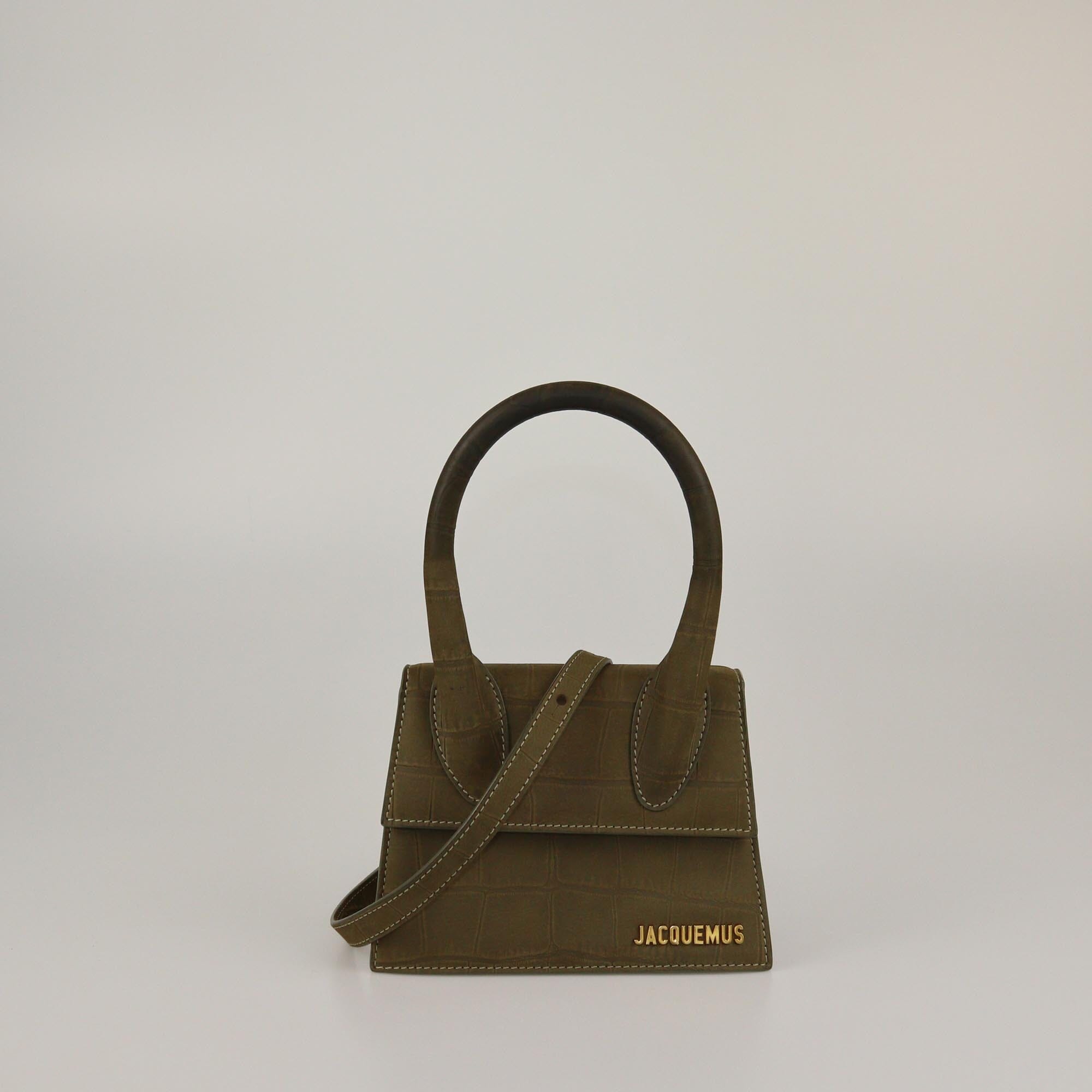 Jacquemus Olive Green Croc Embossed Le Chiquito Moyen Top Handle Bag Womens Jacquemus