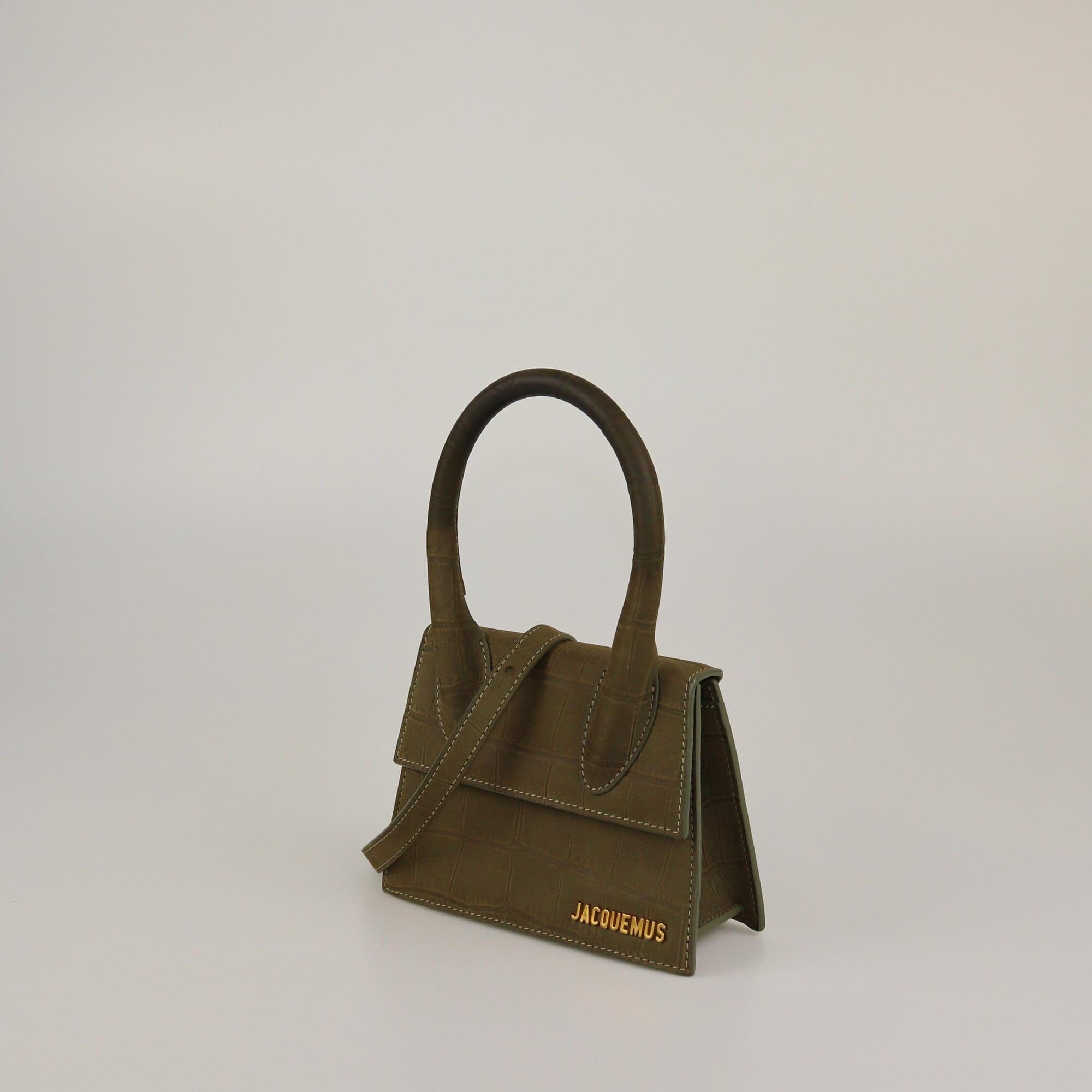 Jacquemus Olive Green Croc Embossed Le Chiquito Moyen Top Handle Bag Womens Jacquemus