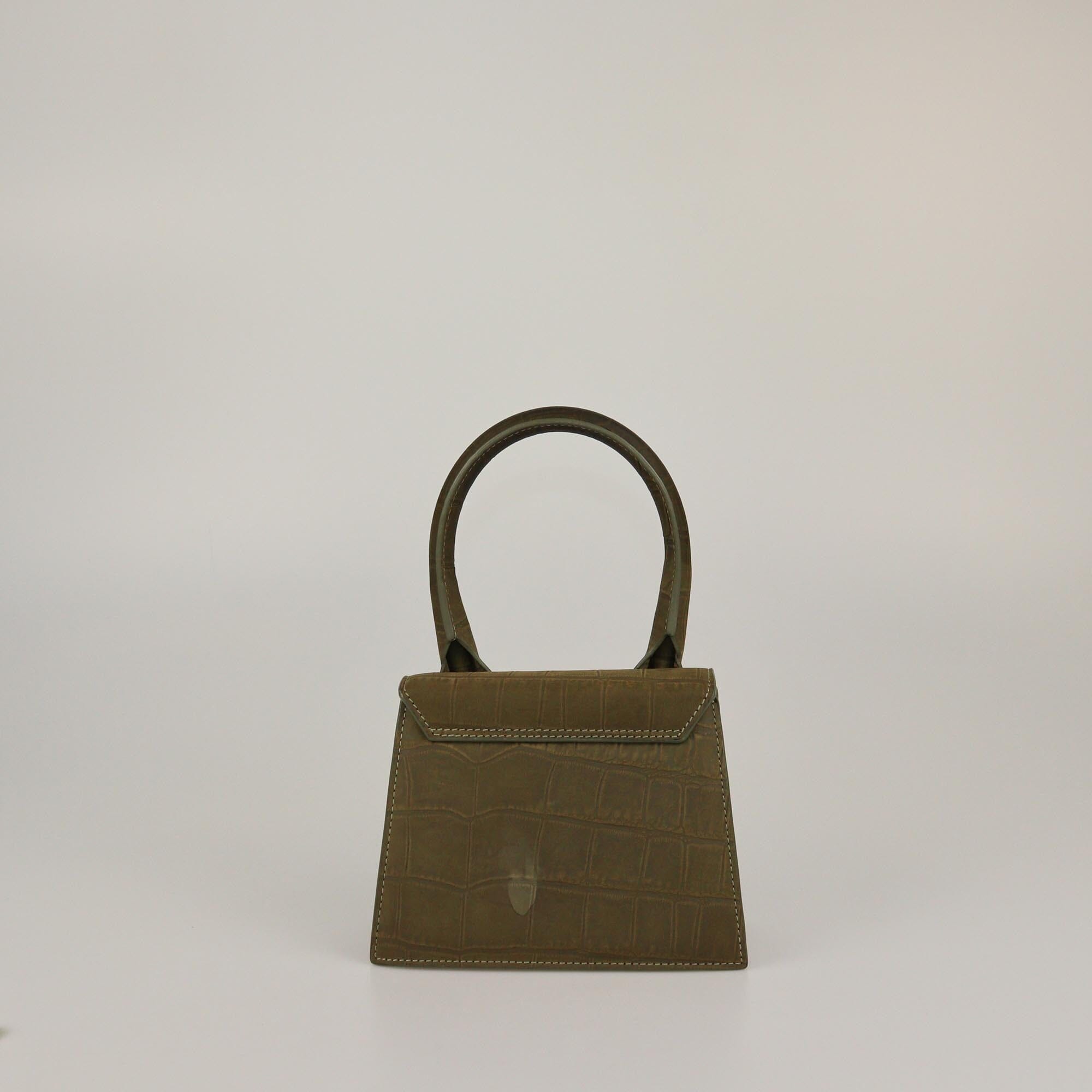 Jacquemus Olive Green Croc Embossed Le Chiquito Moyen Top Handle Bag Womens Jacquemus