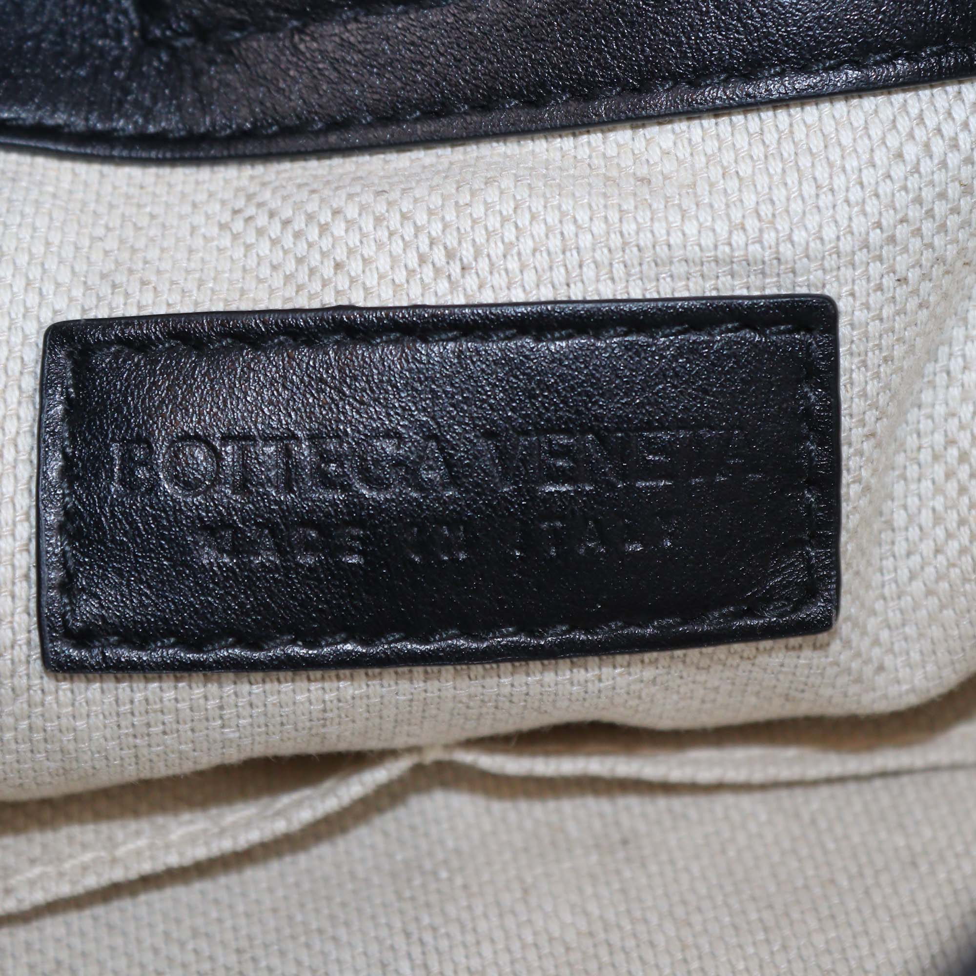 Bottega Veneta Black Intrecciato Leather Large Flat Loop Messenger Bag