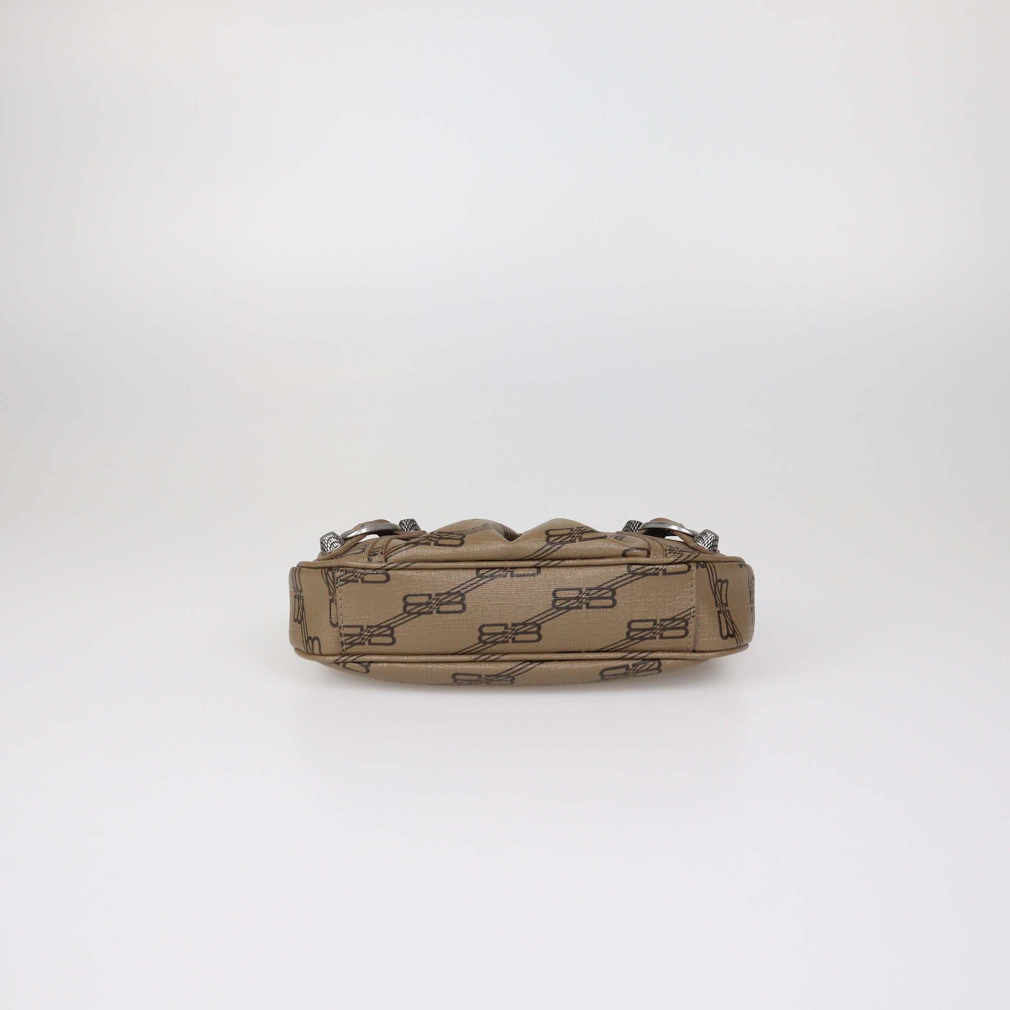 Balenciaga Brown BB Coated Canvas Mini Le Cagole Crossbody Bag