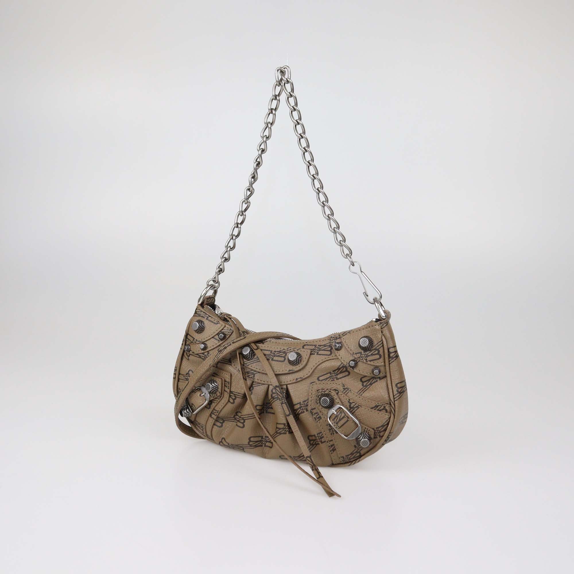 Balenciaga Brown BB Coated Canvas Mini Le Cagole Crossbody Bag
