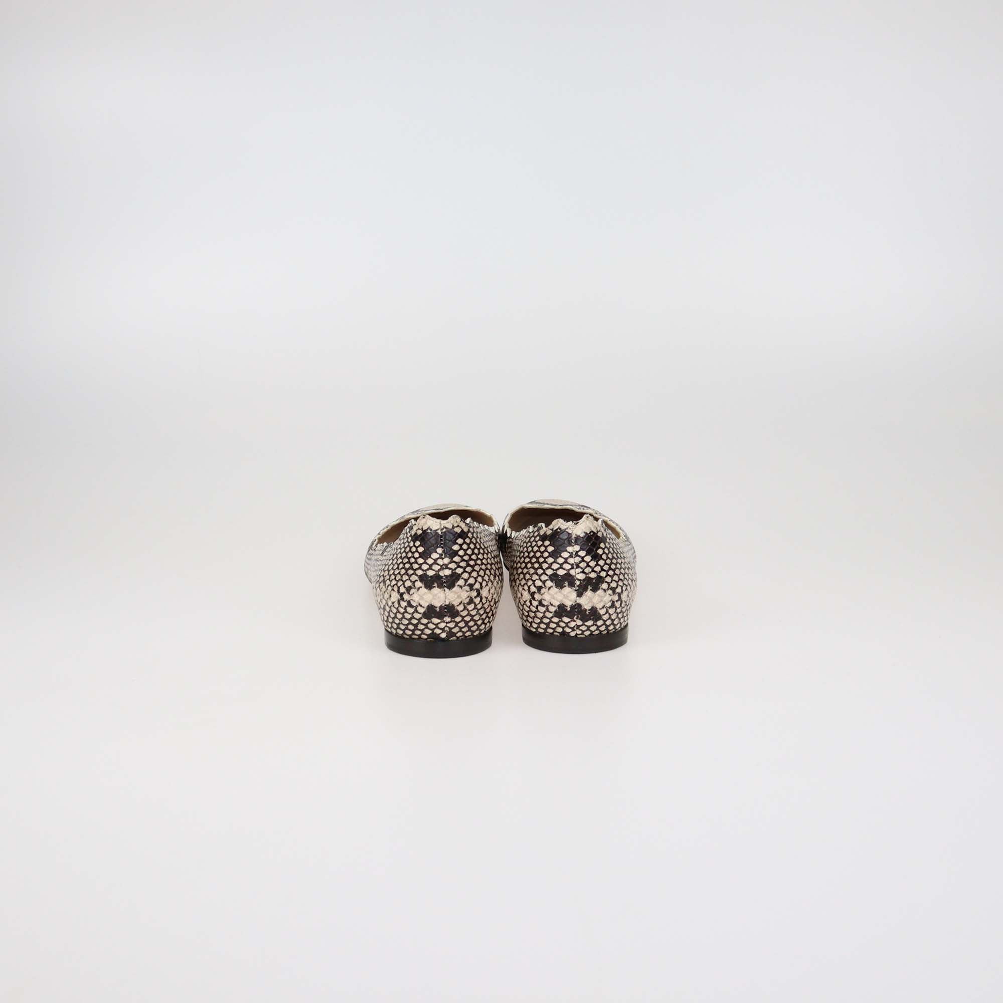 Chloe Two Tone Python Embossed Leather Lauren Ballet Flats