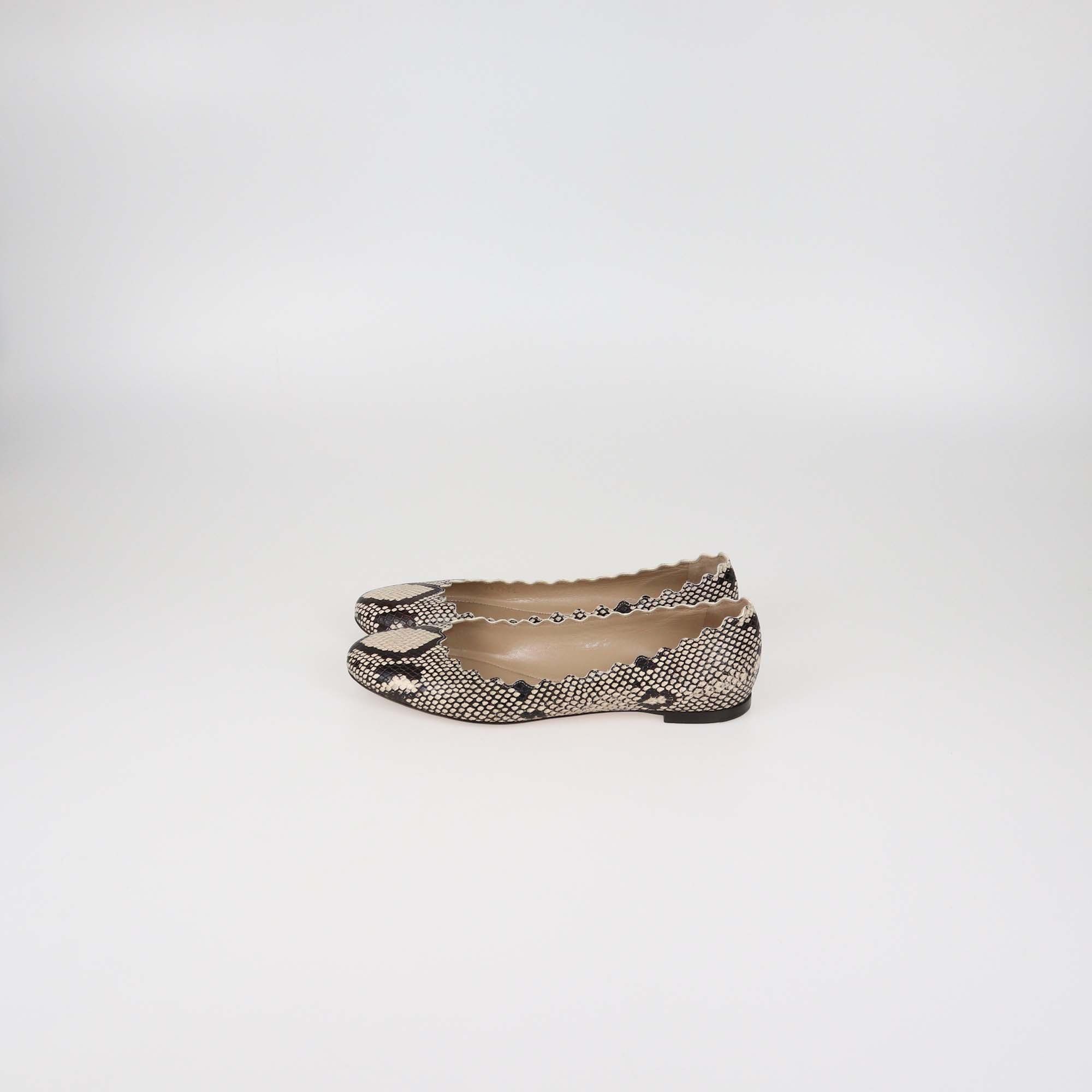 Chloe Two Tone Python Embossed Leather Lauren Ballet Flats