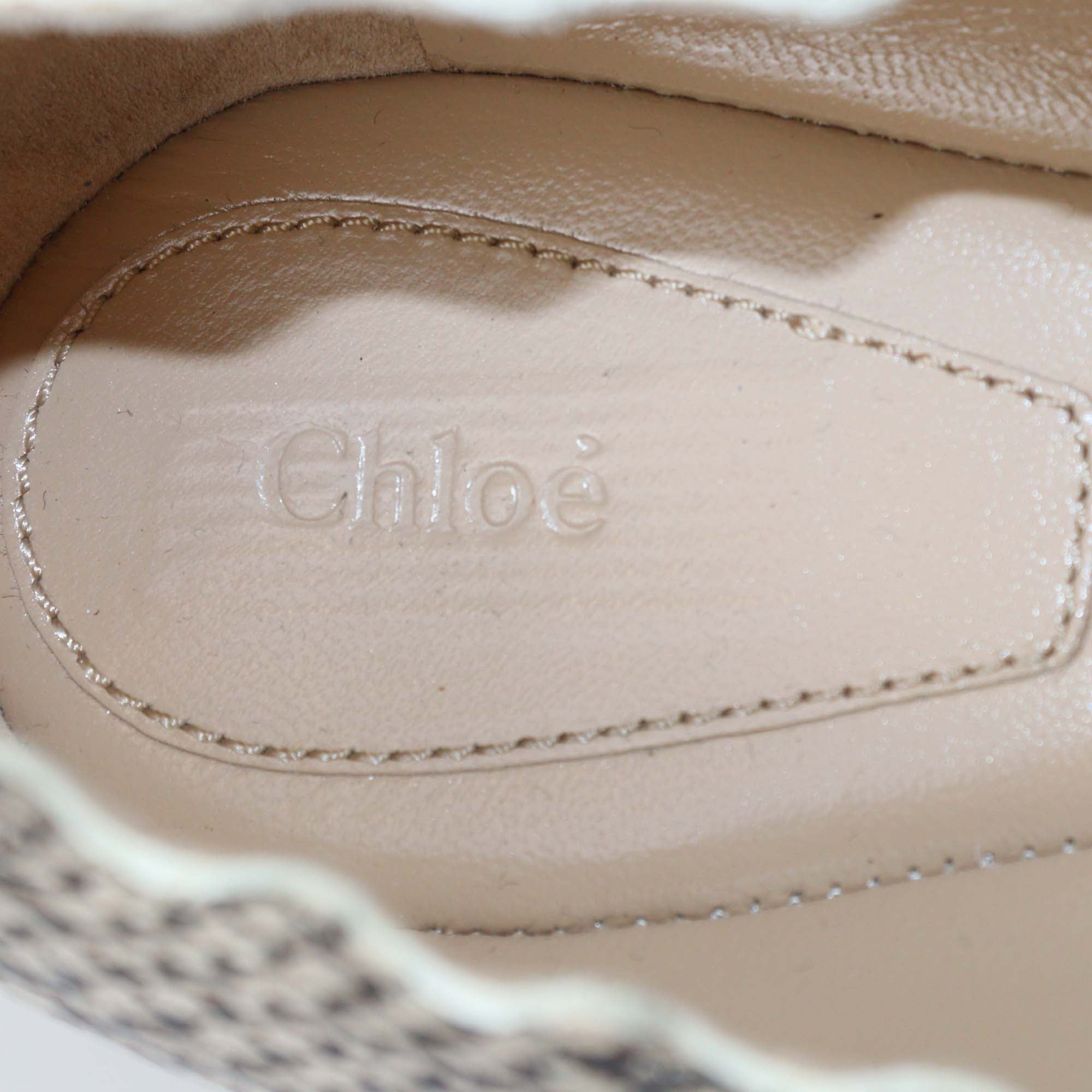 Chloe Two Tone Python Embossed Leather Lauren Ballet Flats