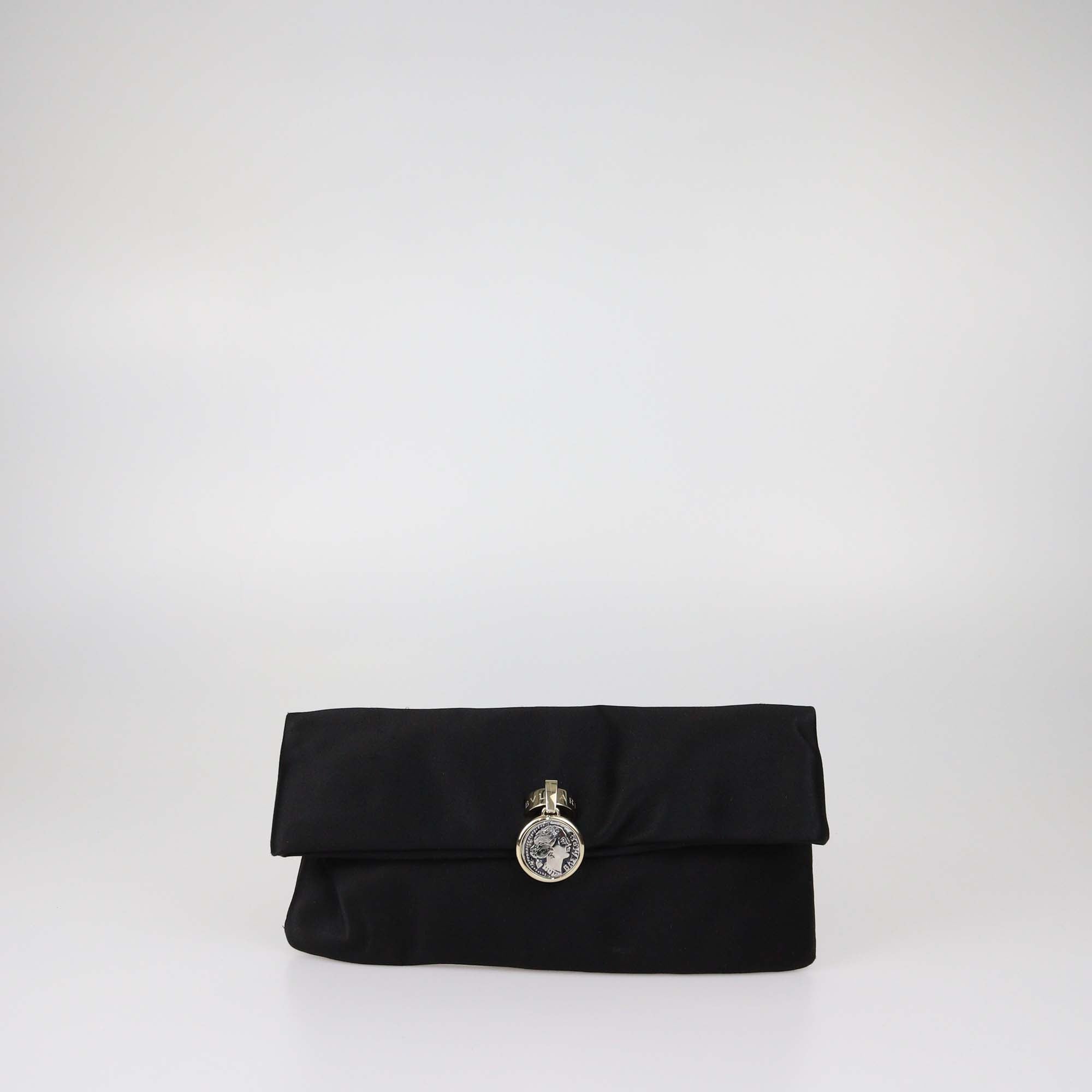 Bvlgari Black Satin Monete Clutch