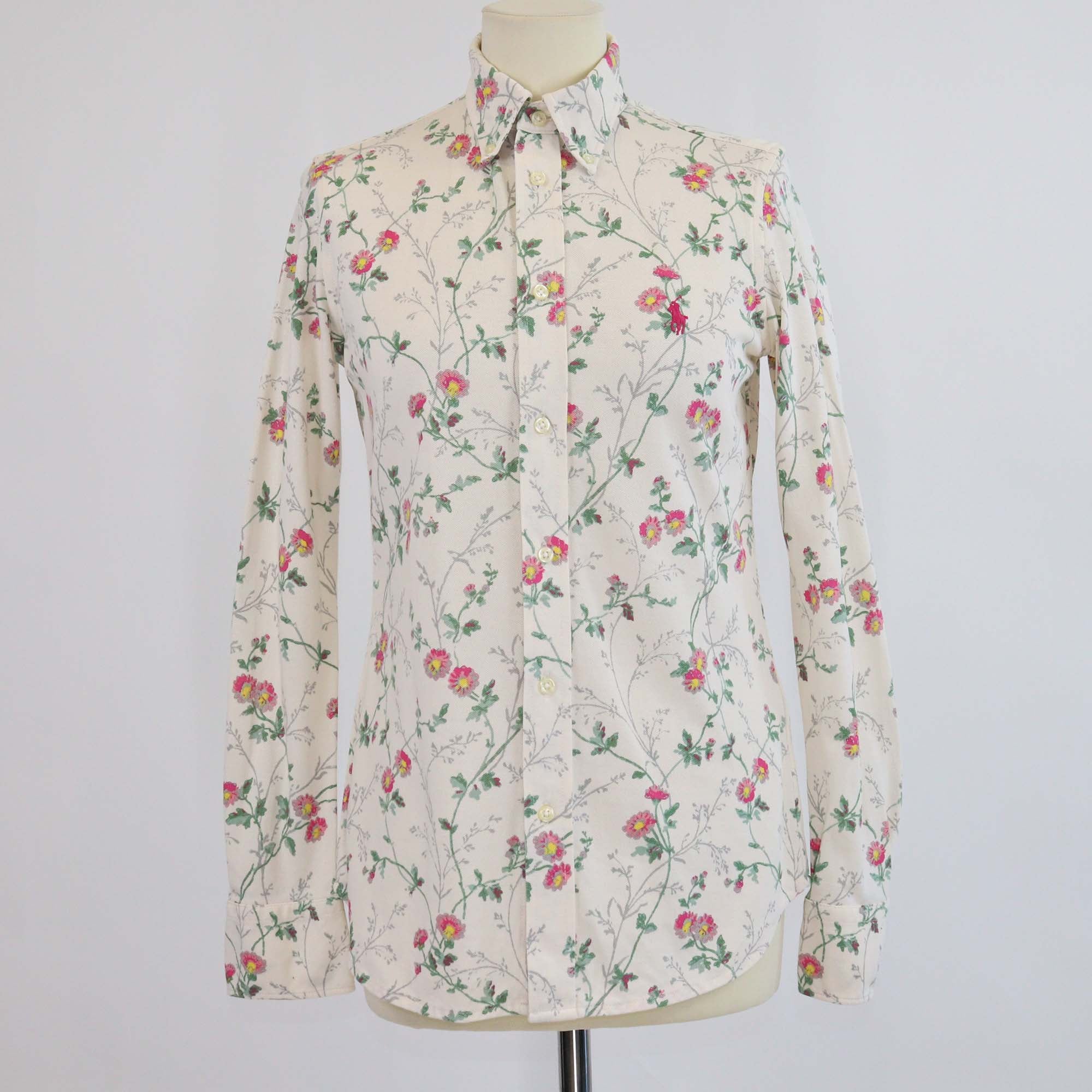 Ralph Lauren Multicolor Floral Cotton Knit Long Sleeve Shirt