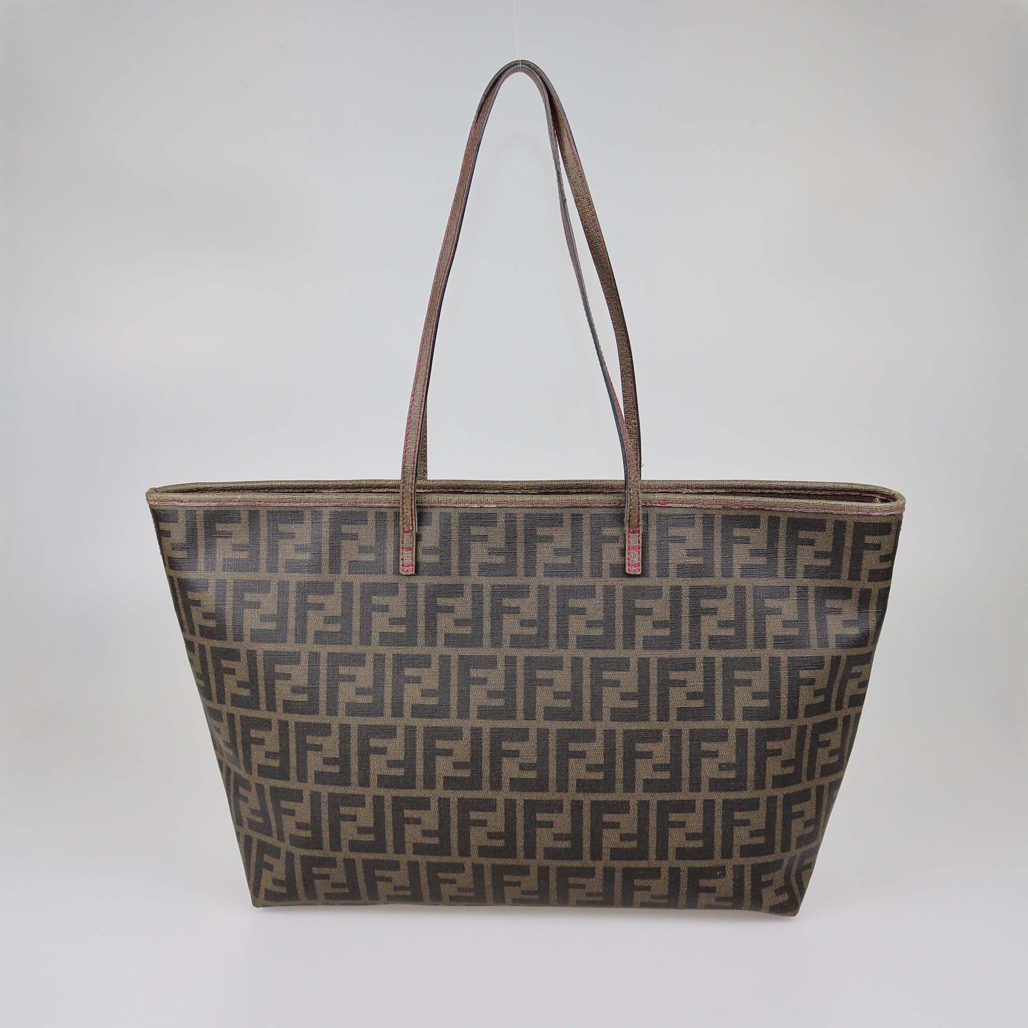 Fendi Tobacco Zucca Coated Canvas Roll Tote