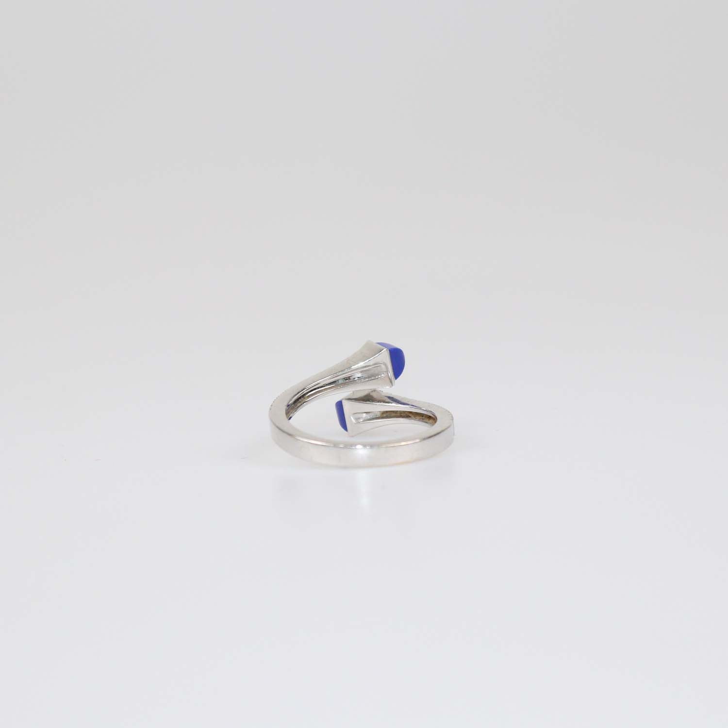 Marli 18K White Gold Lapiz Lazuli Diamond Cleo Wrap Ring Size 6.5 US