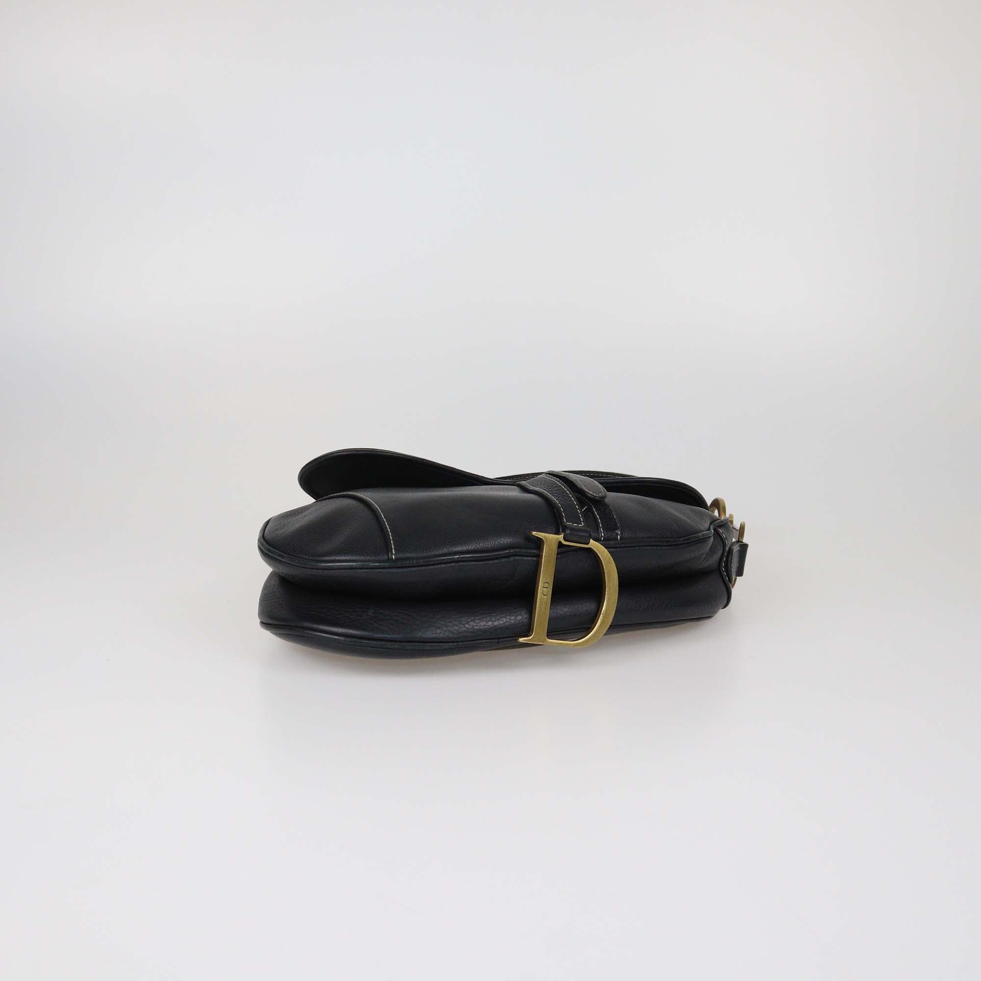 Christian Dior Black Leather Saddle Bag