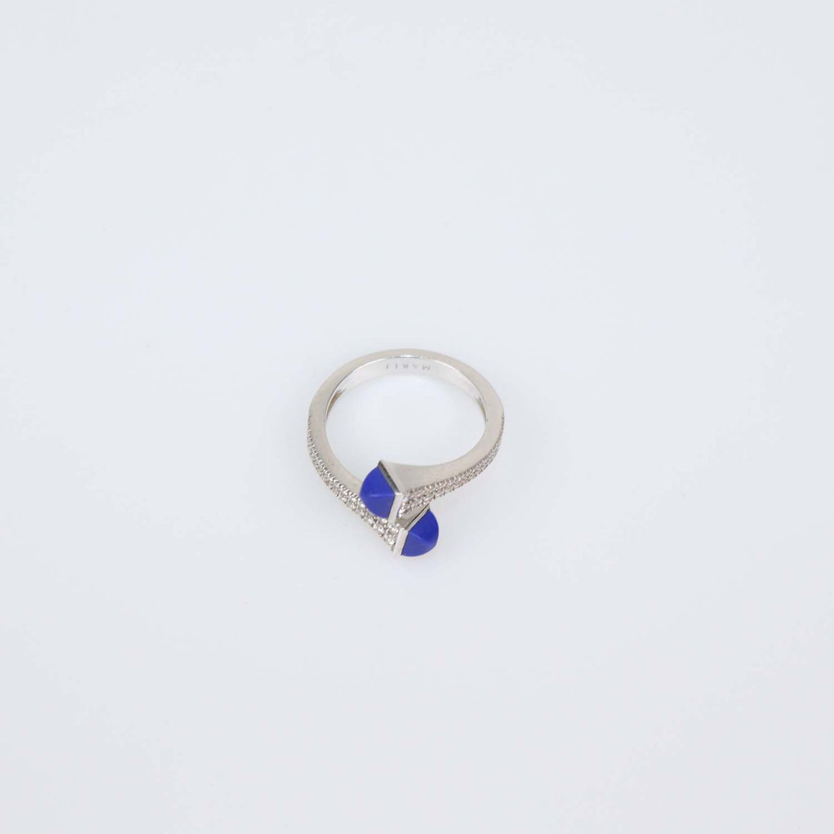Marli 18K White Gold Lapiz Lazuli Diamond Cleo Wrap Ring Size 6.5 US