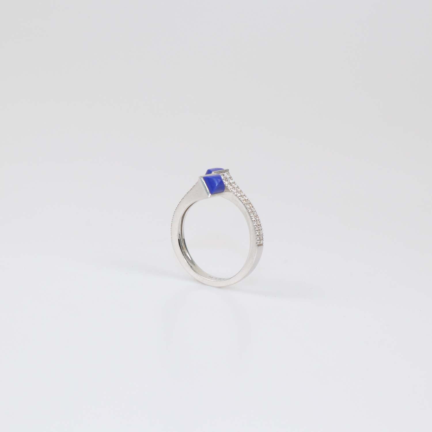 Marli 18K White Gold Lapiz Lazuli Diamond Cleo Wrap Ring Size 6.5 US