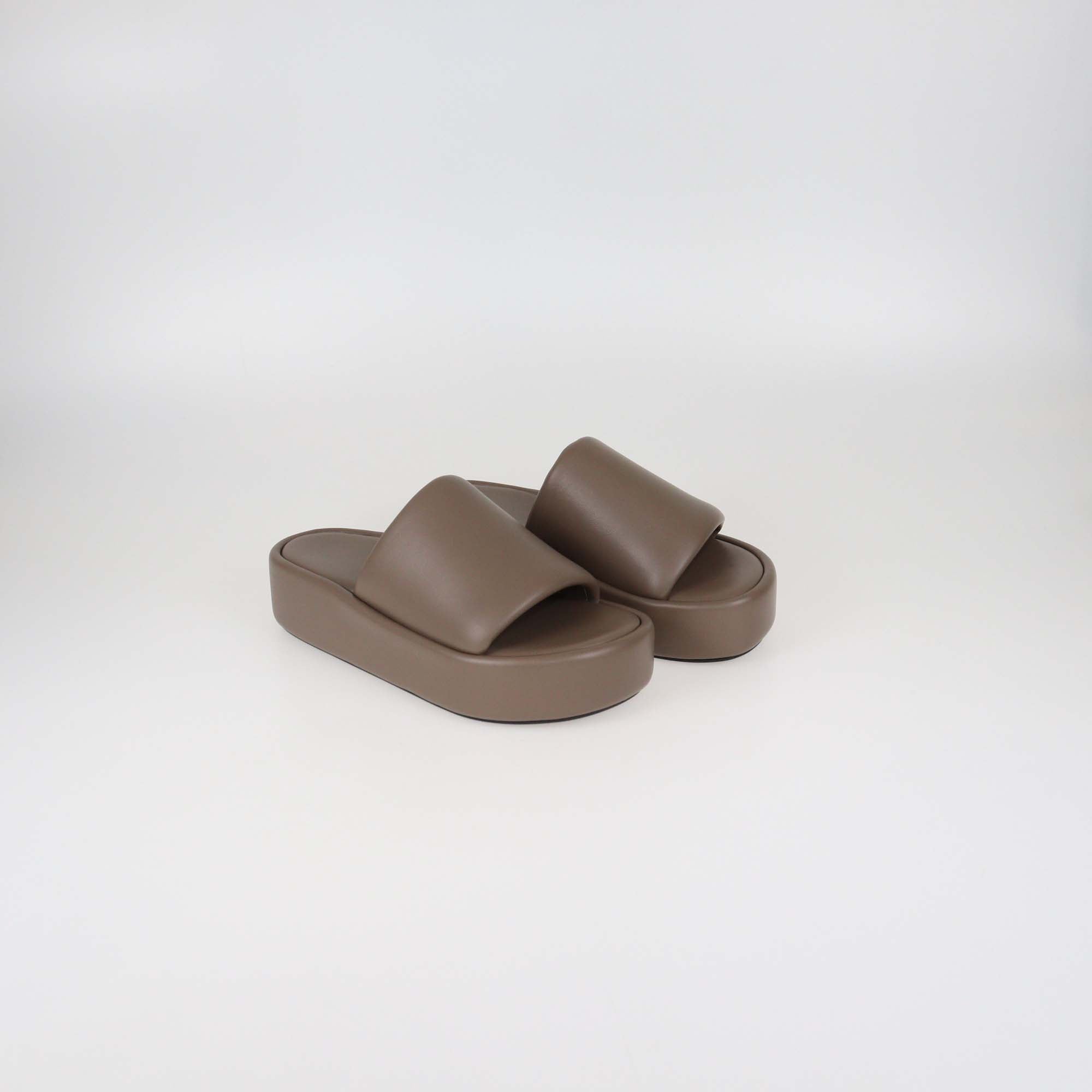 Balenciaga Beige Leather Rise Platform Sandals