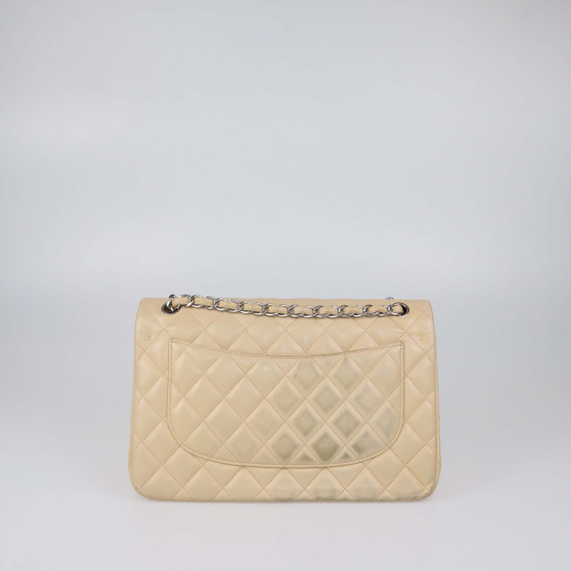 Chanel Beige Quilted Leather Jumbo Classic Double Flap Bag
