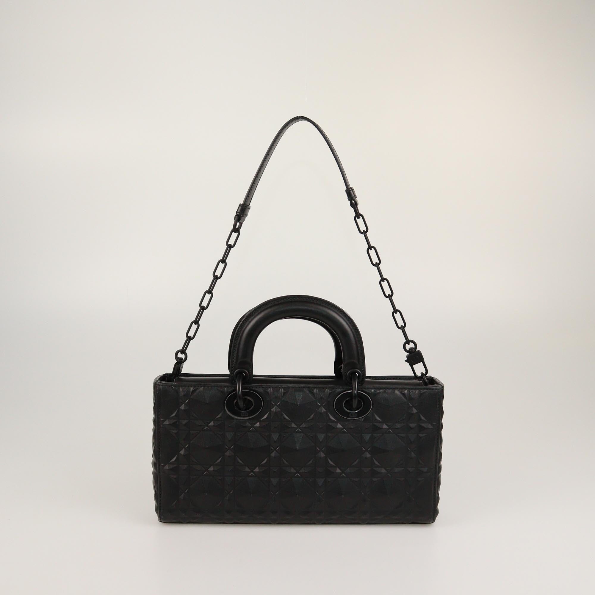 Christian Dior Black Ultramatte Cannage Diamond Medium Lady D-Joy Top Handle Bag Womens Christian Dior