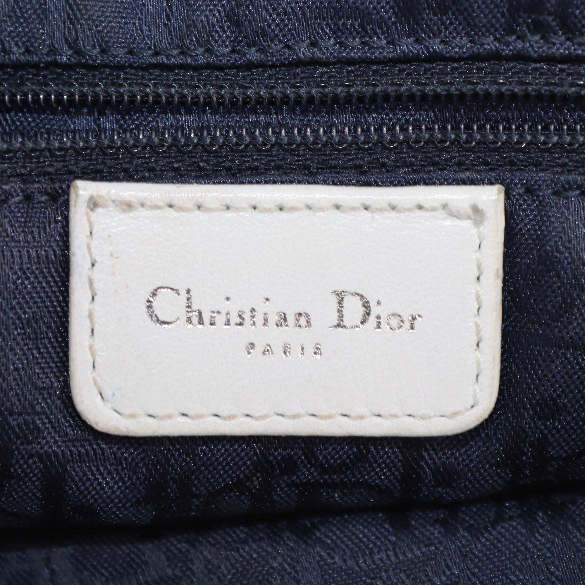 Christian Dior Blue/White Printed Fabric Saddle Bag