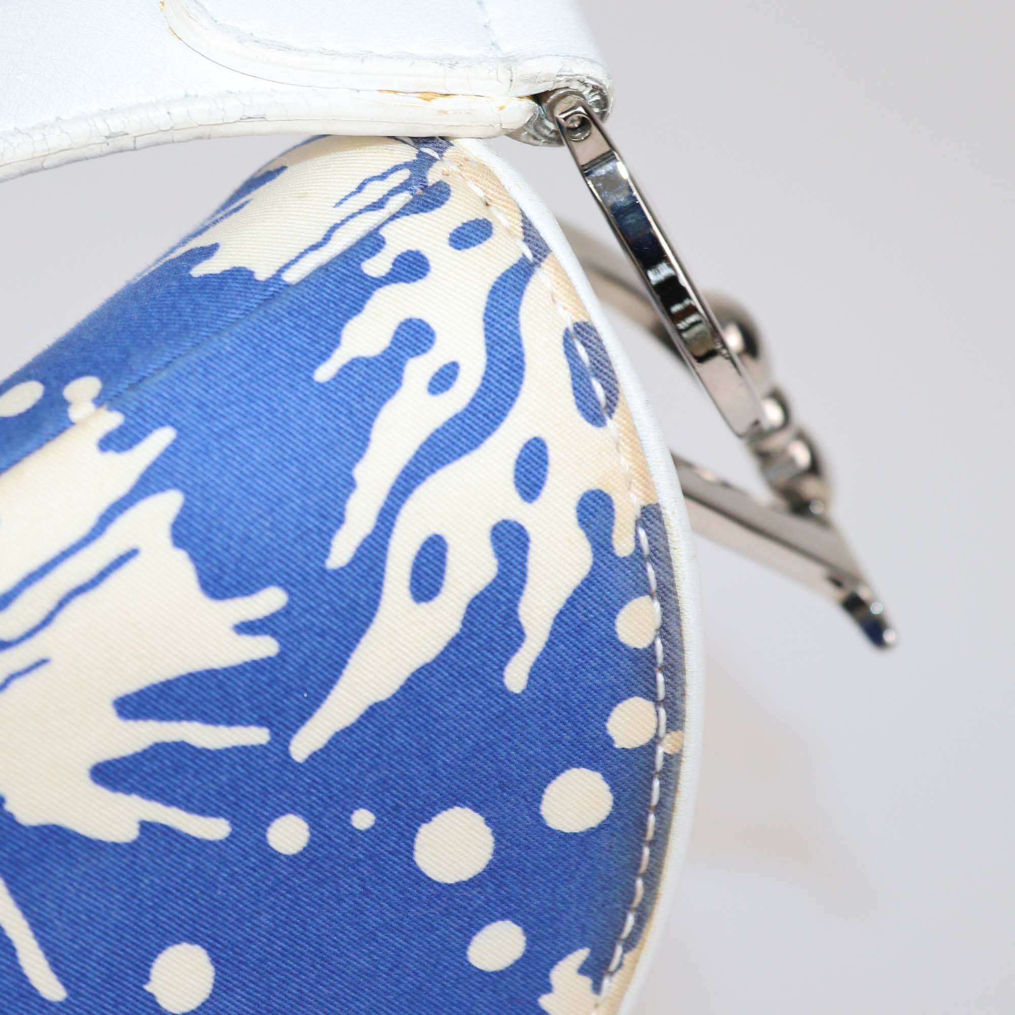 Christian Dior Blue/White Printed Fabric Saddle Bag
