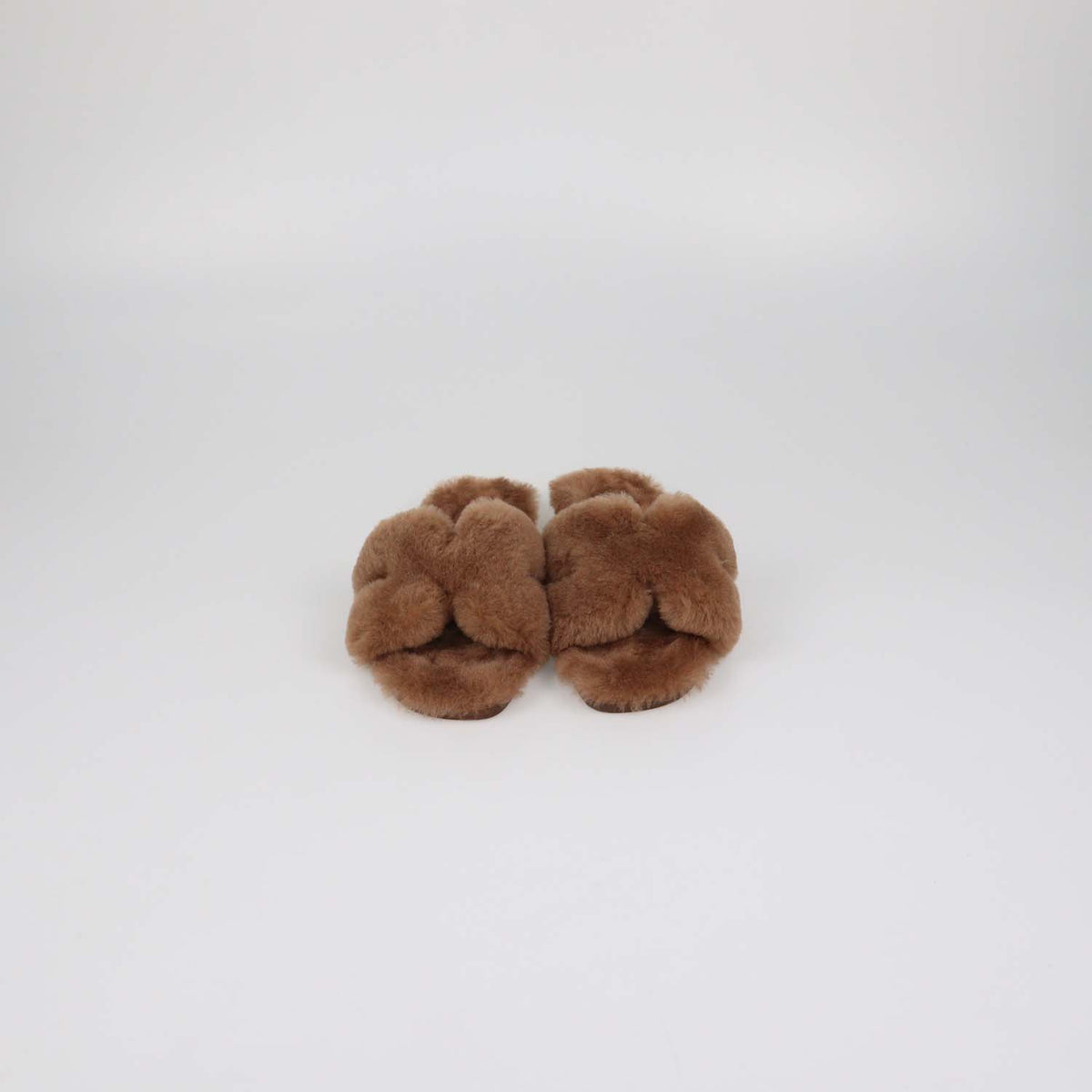 Hermes Gold Shearling Oran Sandals