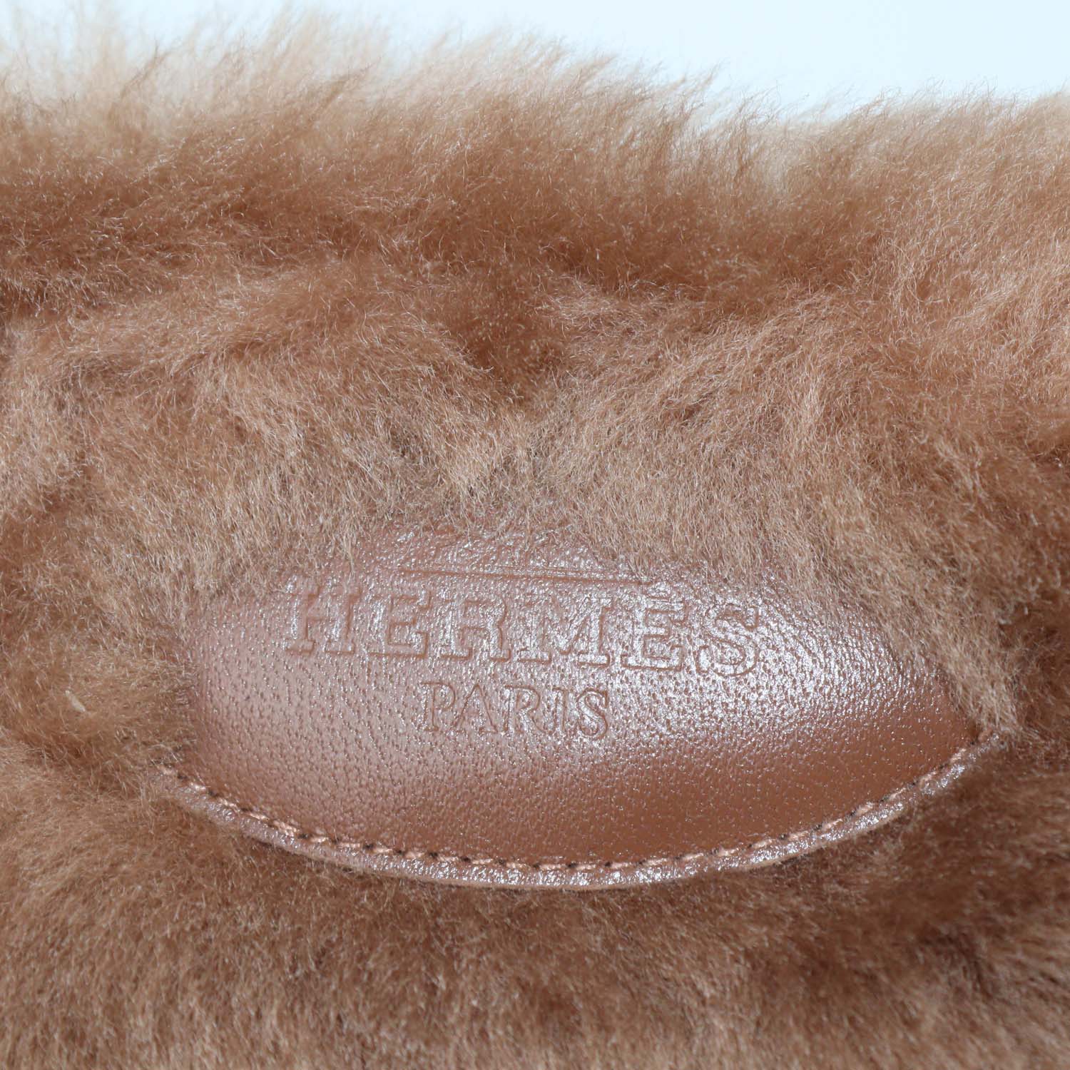 Hermes Gold Shearling Oran Sandals