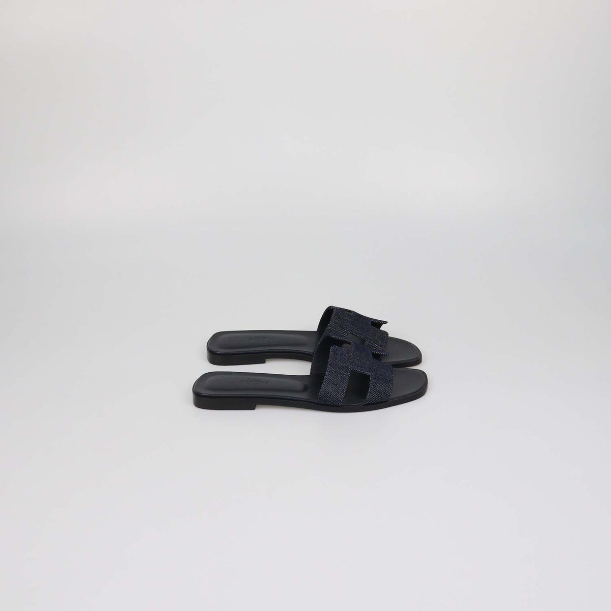Hermes Navy Blue Denim Oran Sandals