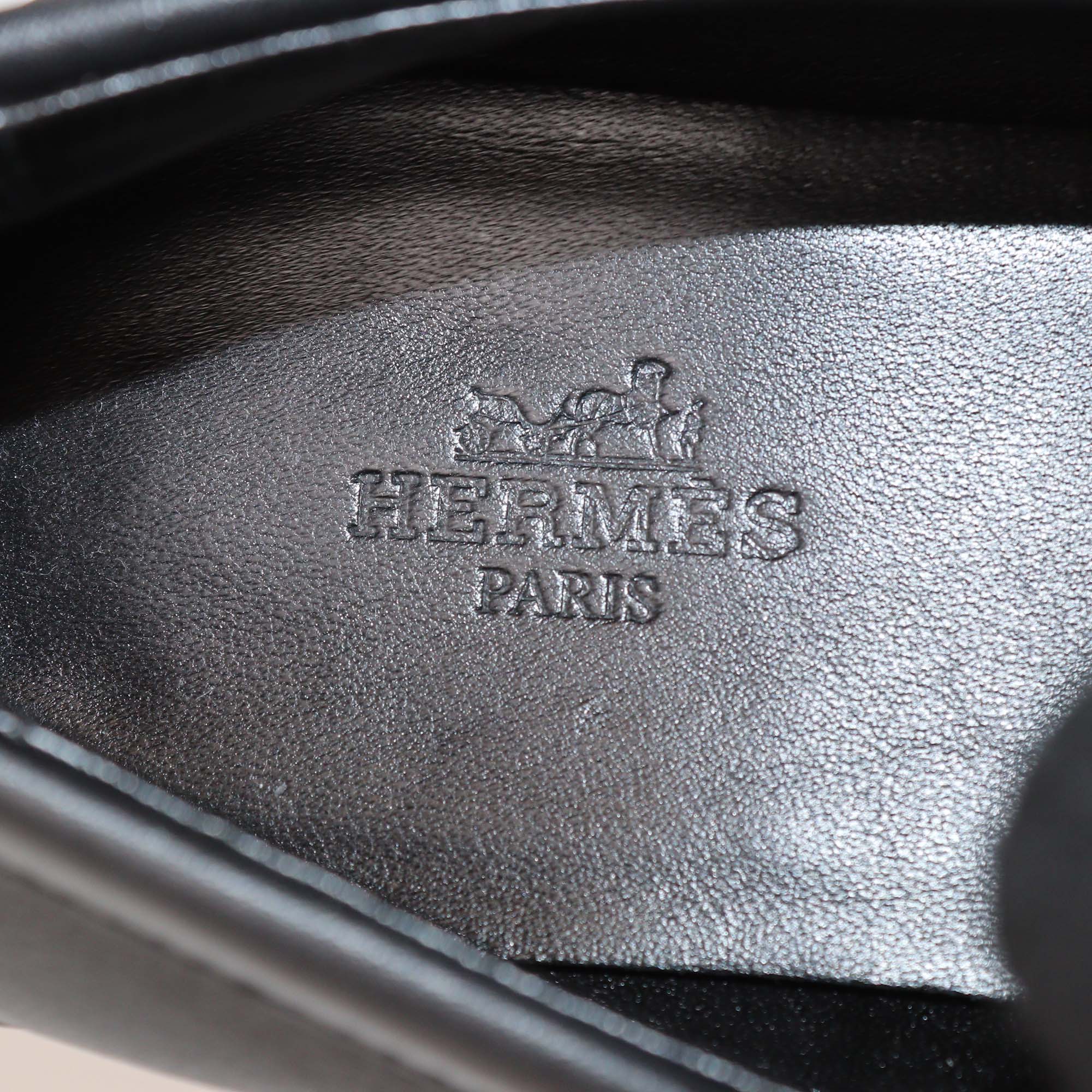 Hermes Black Leather Destin Loafers