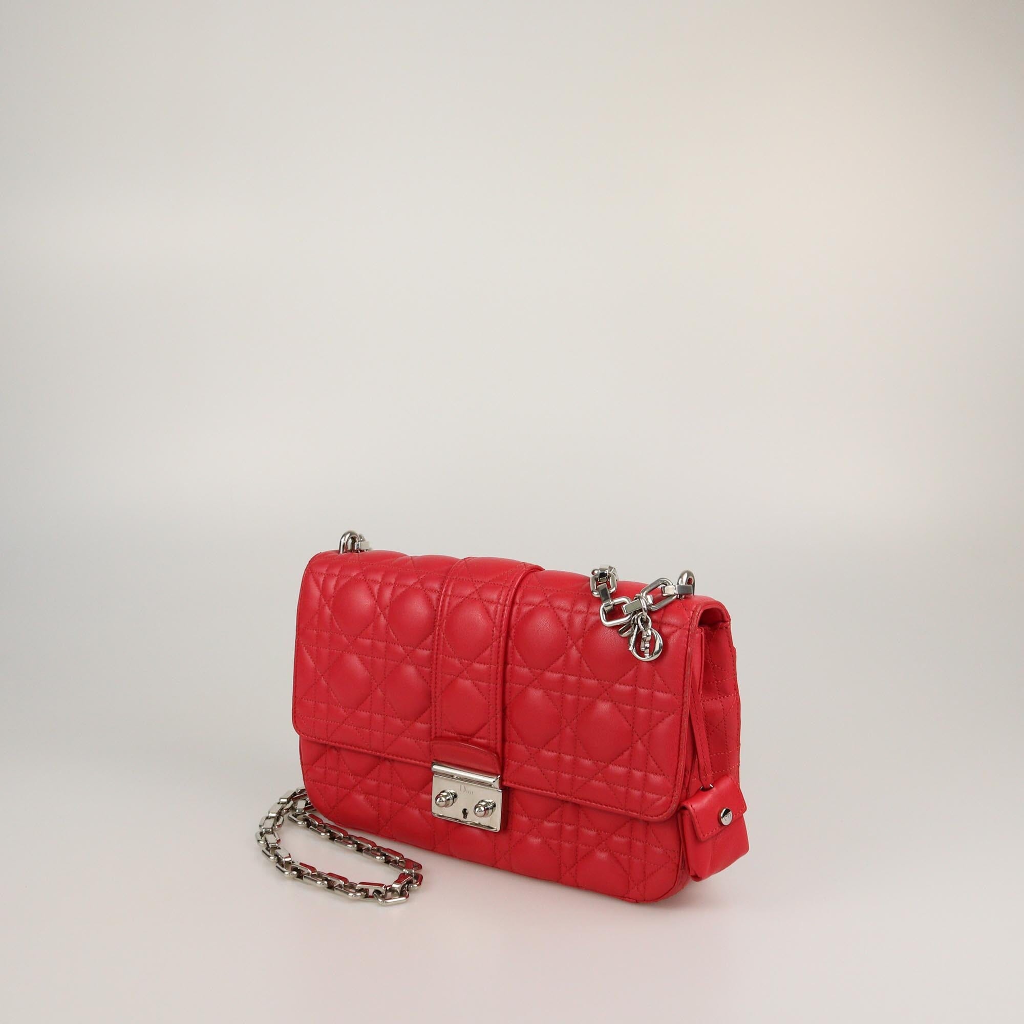 Christian Dior Red Cannage Medium Miss Dior Flap Bag Womens Christian Dior