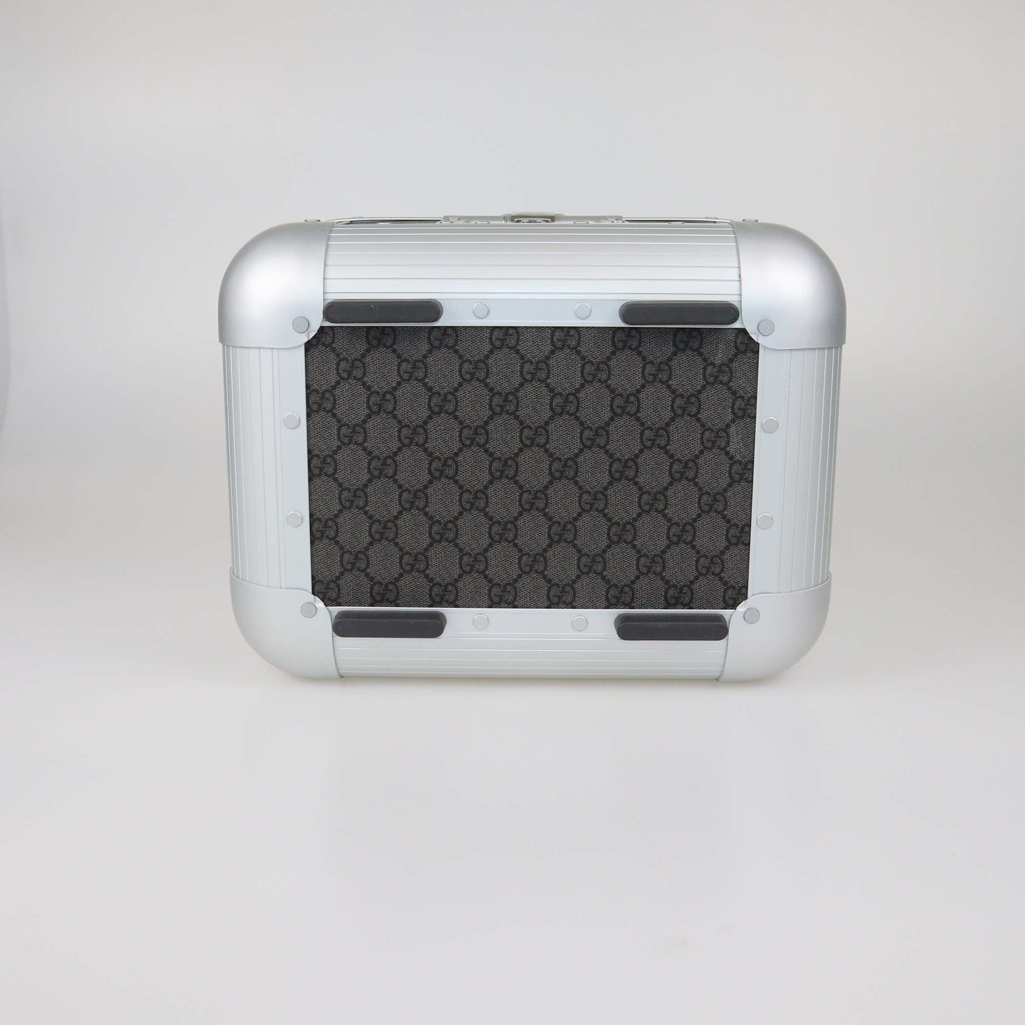 Gucci Brown/Silver GG Supreme Canvas and Aluminum Vanity Beauty Case