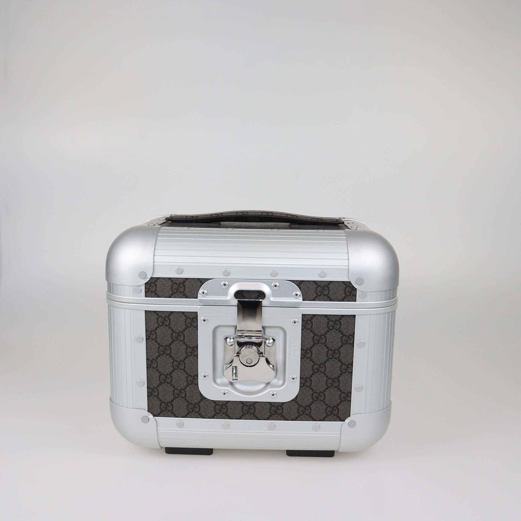 Gucci Brown/Silver GG Supreme Canvas and Aluminum Vanity Beauty Case