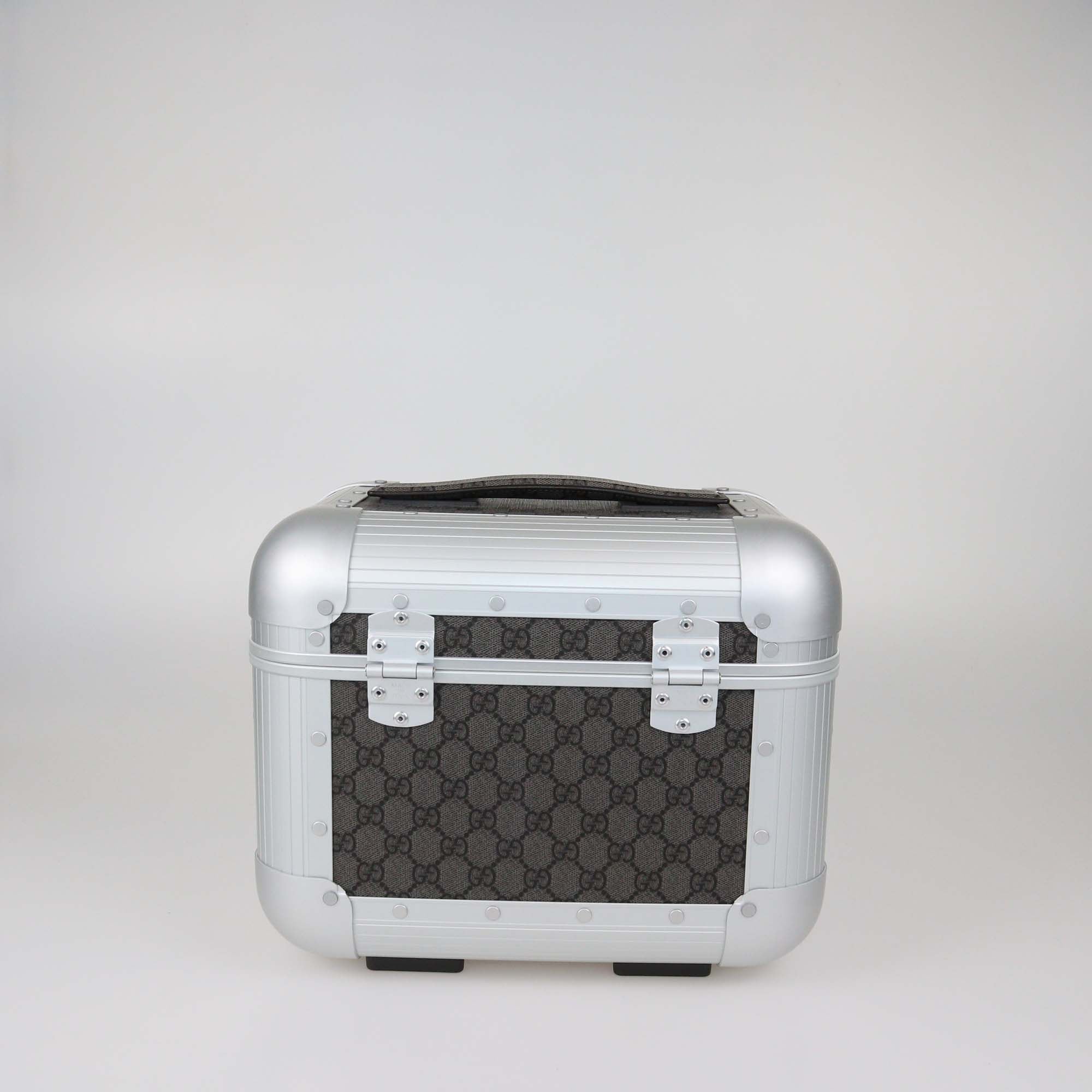 Gucci Brown/Silver GG Supreme Canvas and Aluminum Vanity Beauty Case