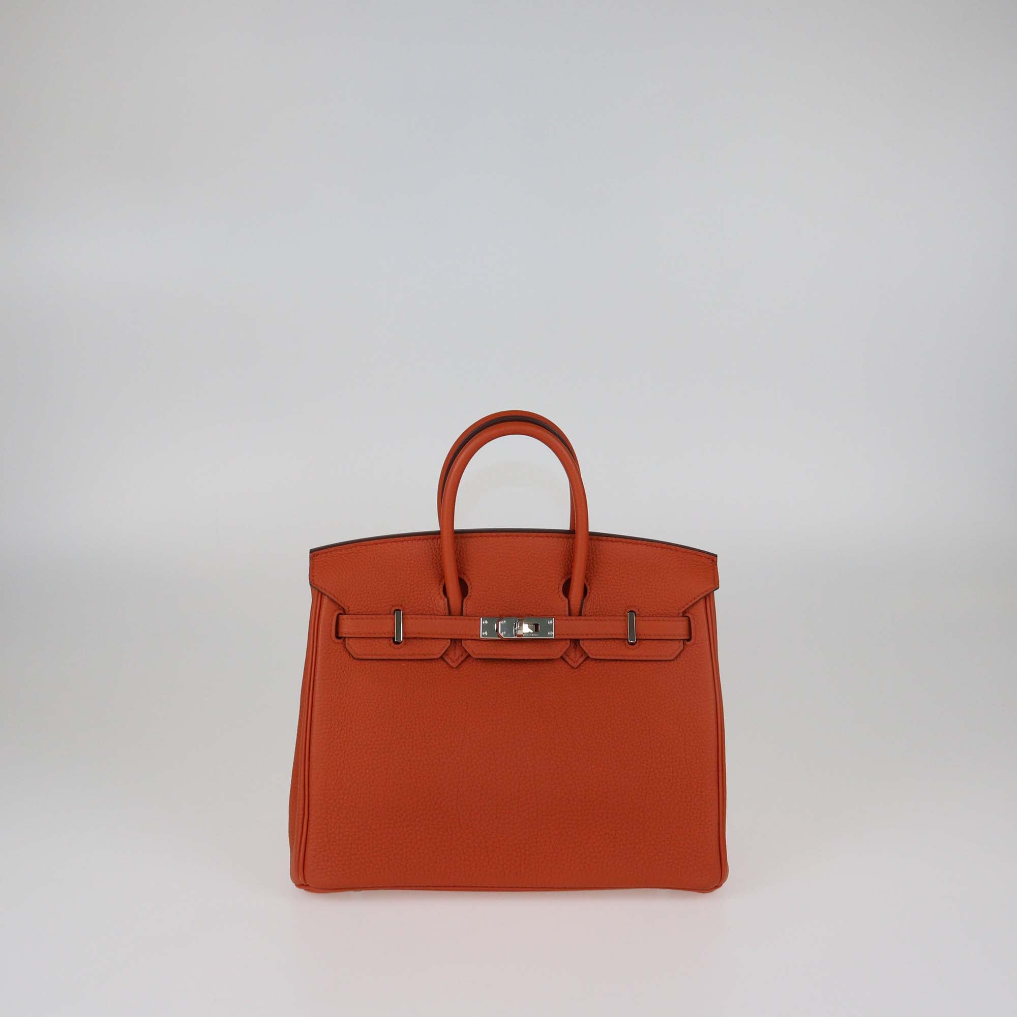 Hermes Terre Battue Togo Leather Palladium Hardware Birkin 25 Bag