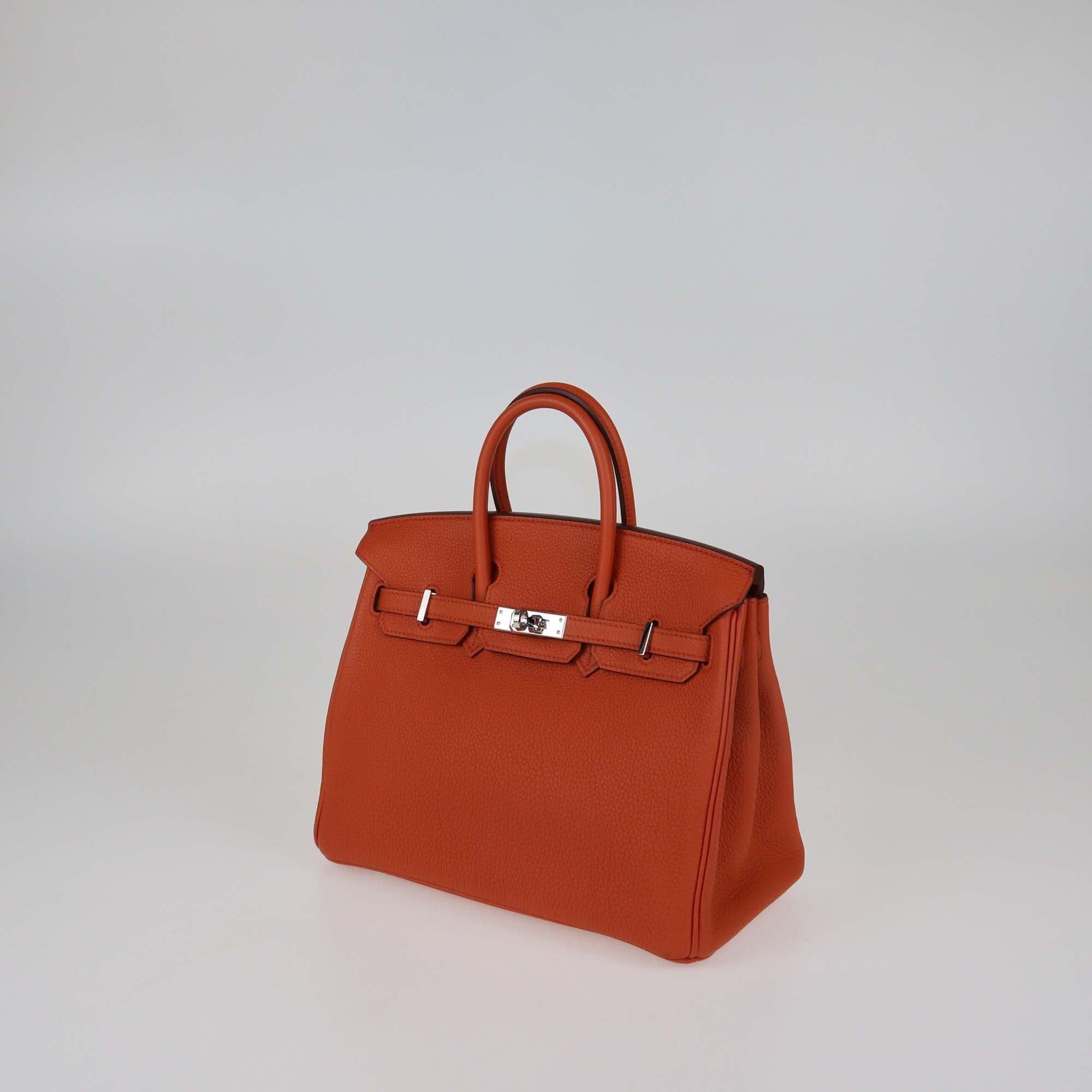 Hermes Terre Battue Togo Leather Palladium Hardware Birkin 25 Bag