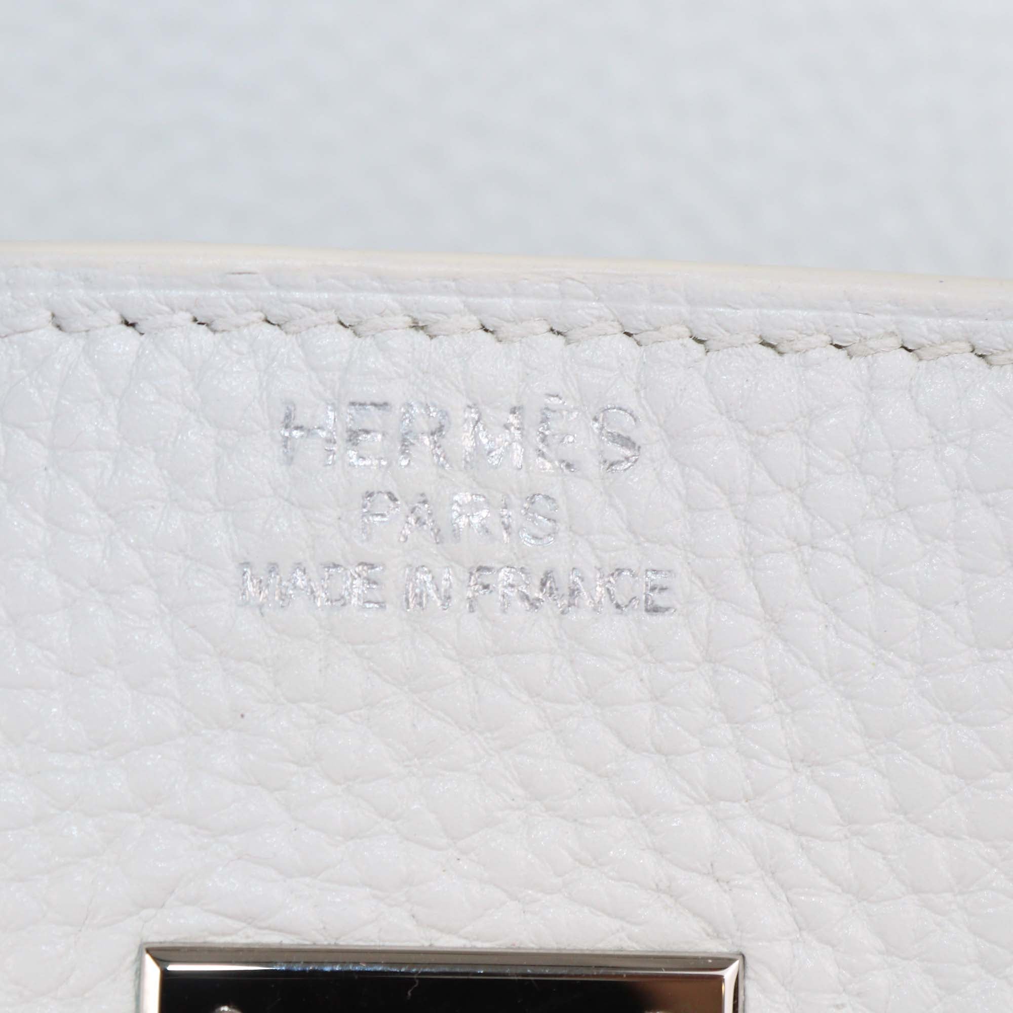 Hermes White Clemence Leather Palladium Hardware Birkin 35 Bag