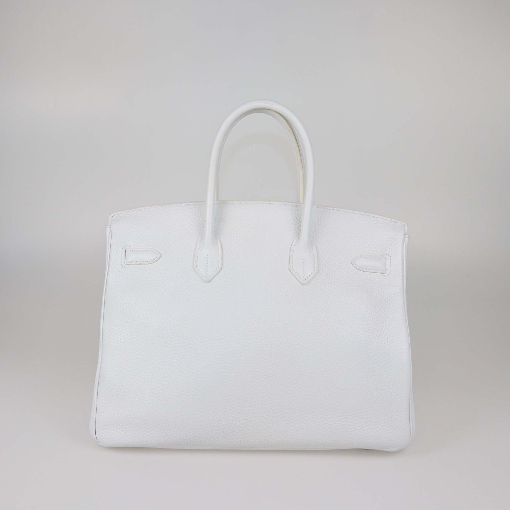 Hermes White Clemence Leather Palladium Hardware Birkin 35 Bag