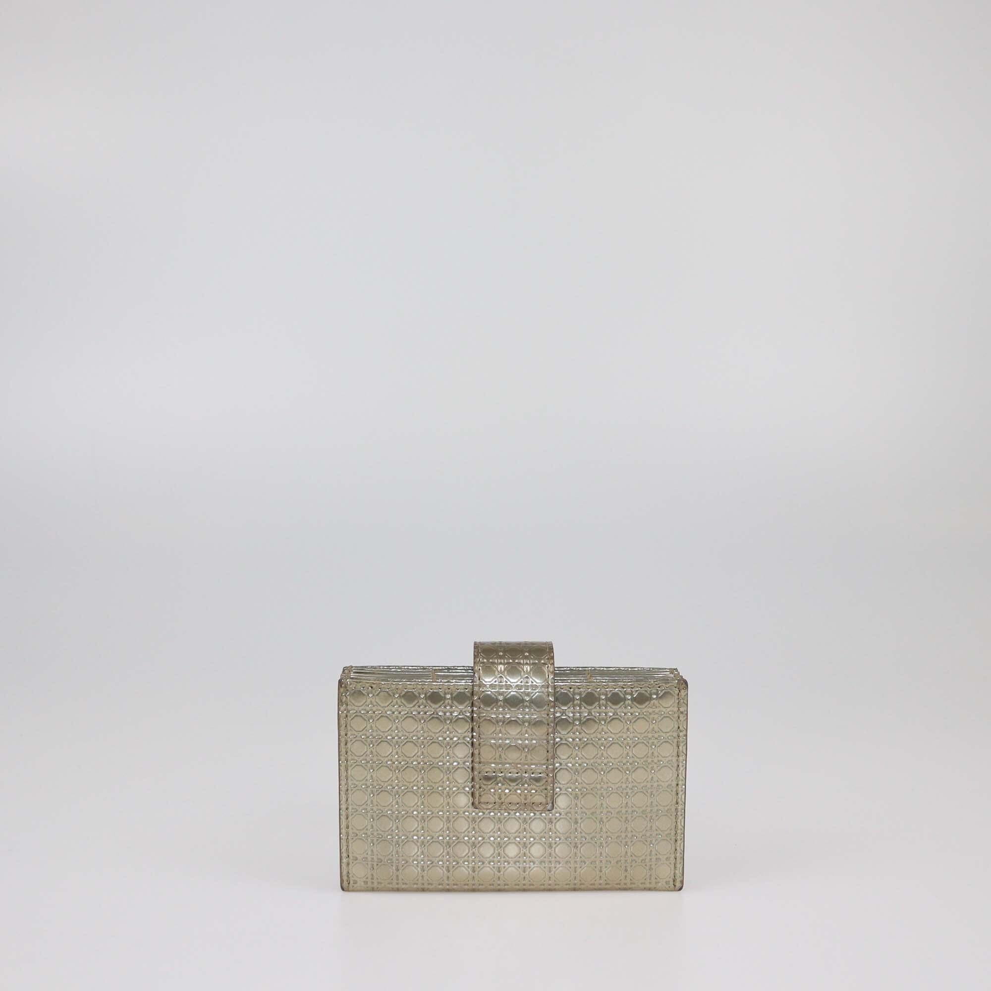 Christian Dior Gold Cannage Patent Gusset Card Holder Womens Christian Dior