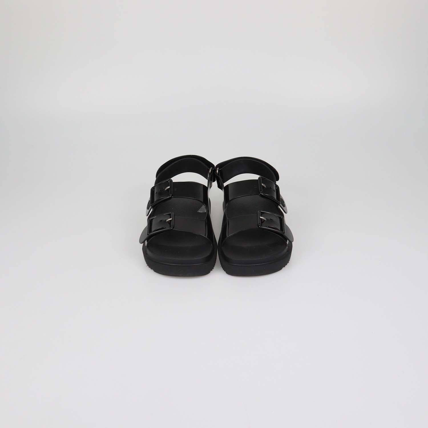 Gucci Black Rubber Double G Flat Sandals