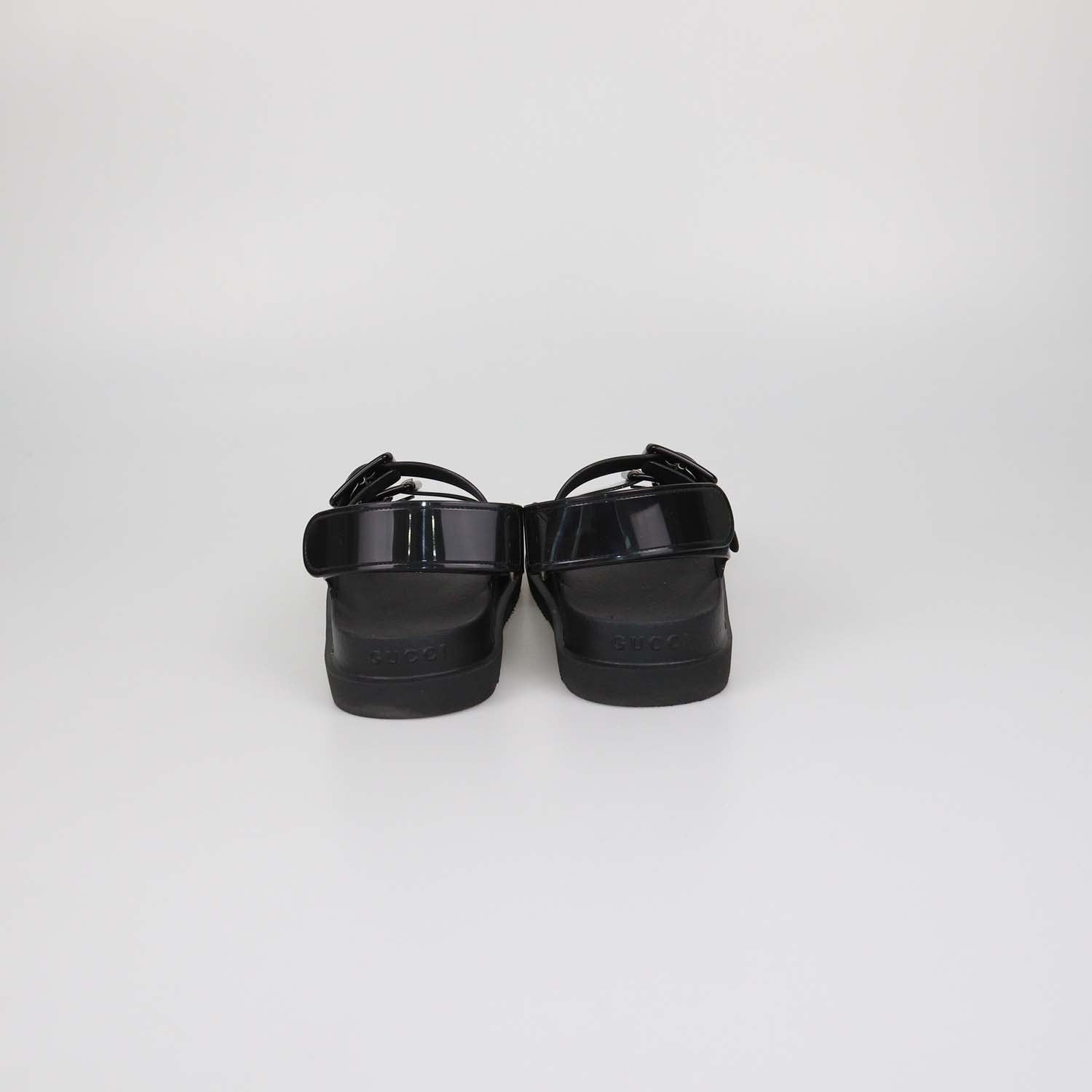 Gucci Black Rubber Double G Flat Sandals