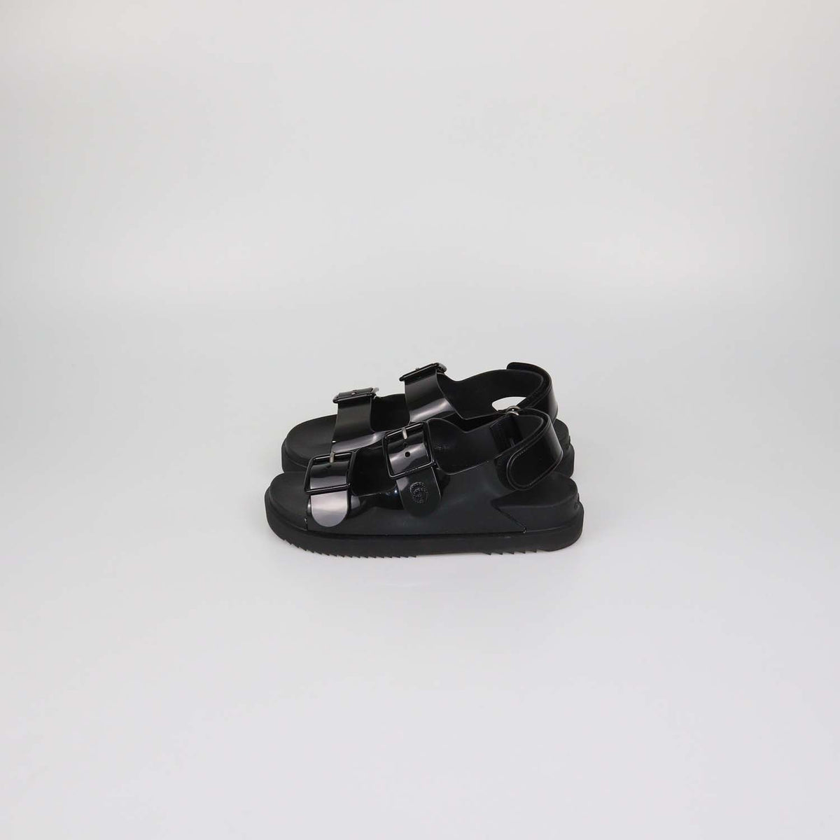 Gucci Black Rubber Double G Flat Sandals