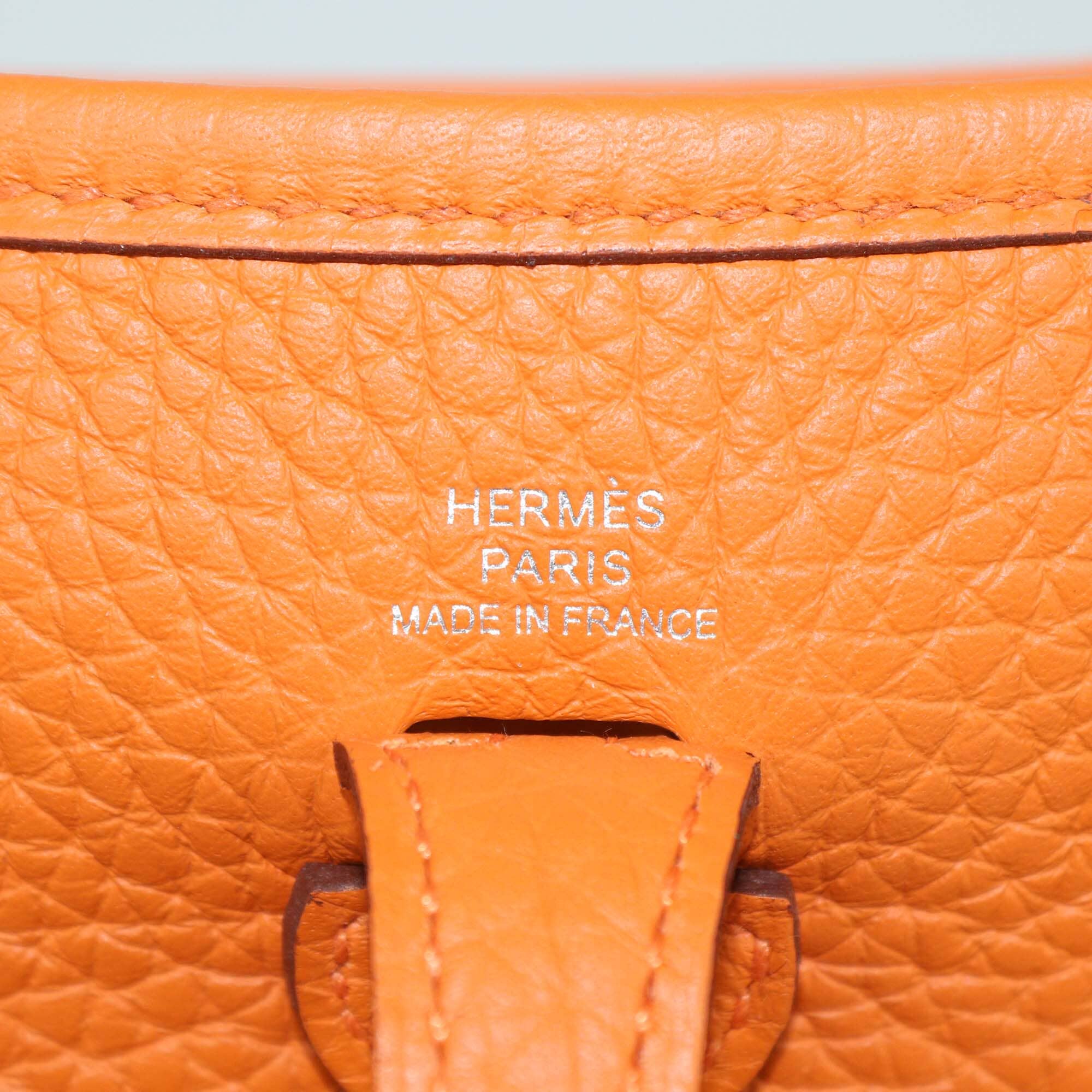 Hermes Orange Clemence Evelyne TPM Bag Womens Hermes