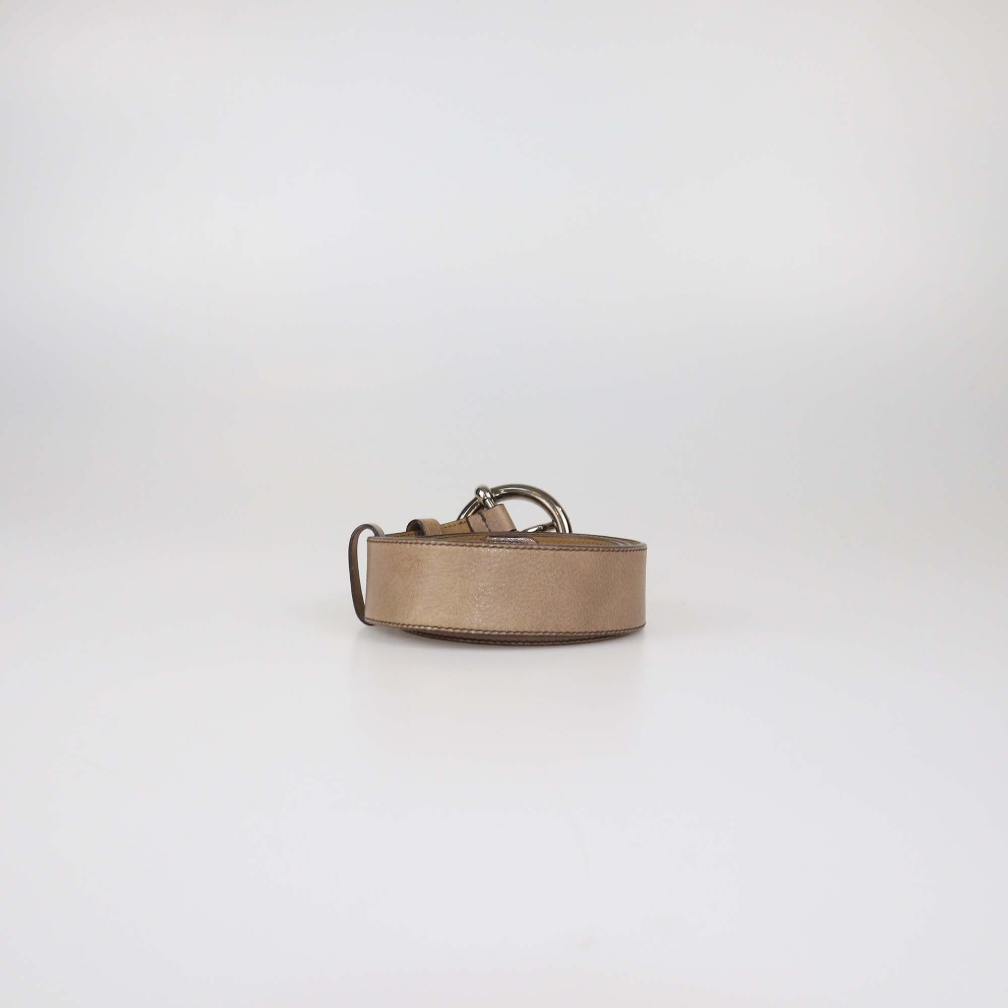 Miu Miu Beige Leather Round Buckle Belt