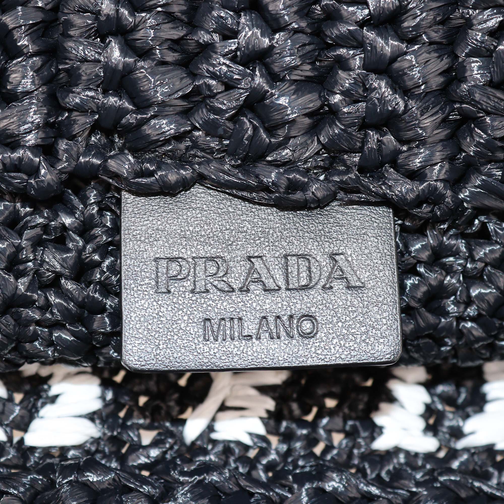 Prada Small Raffia Logo Tote Womens Prada