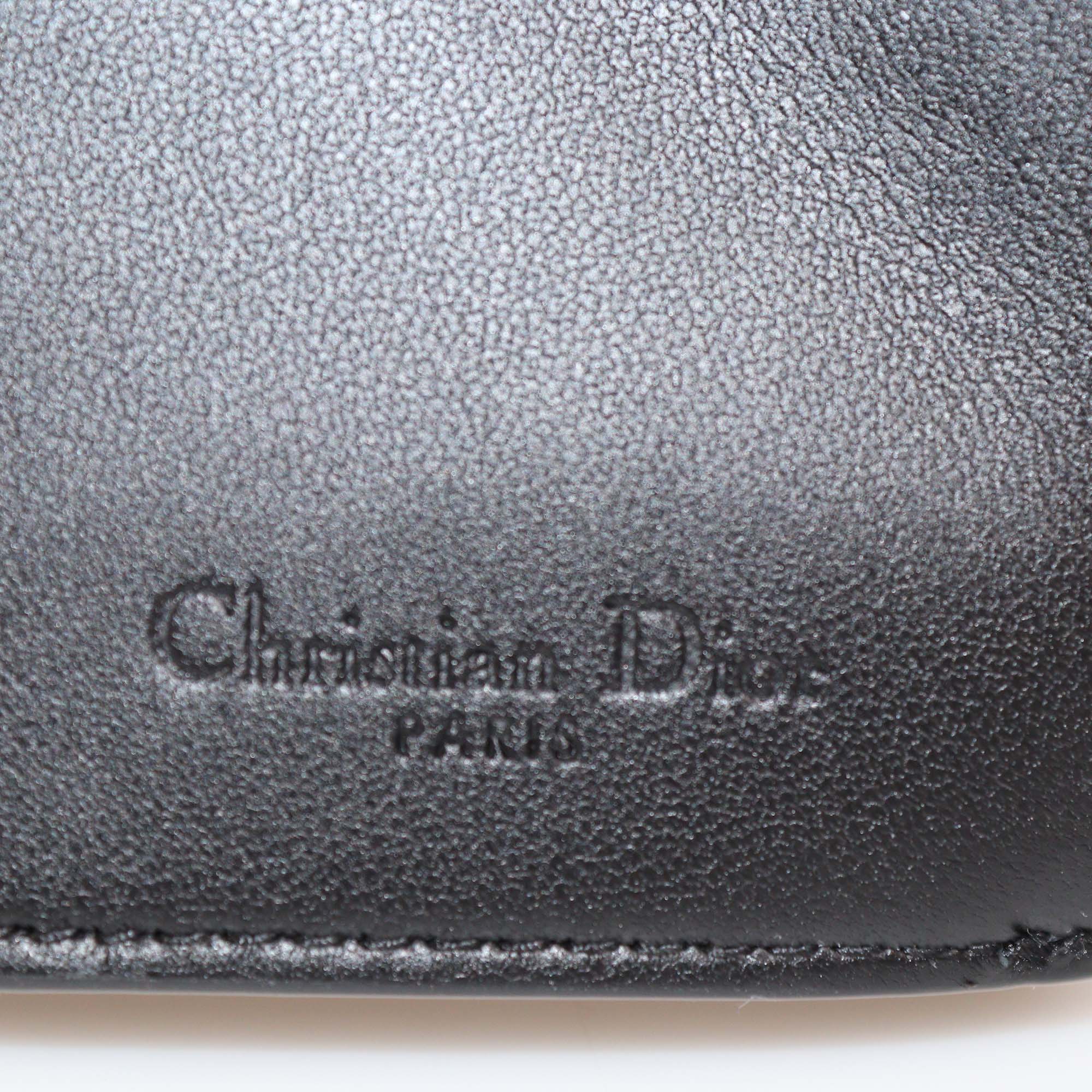 Christian Dior Black Cannage Leather Lady Dior Tri Fold Compact Wallet