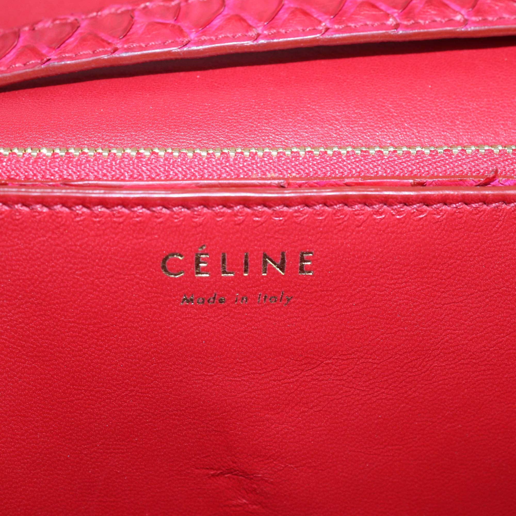 Celine Red Python Medium Classic Box Flap Bag Womens Celine