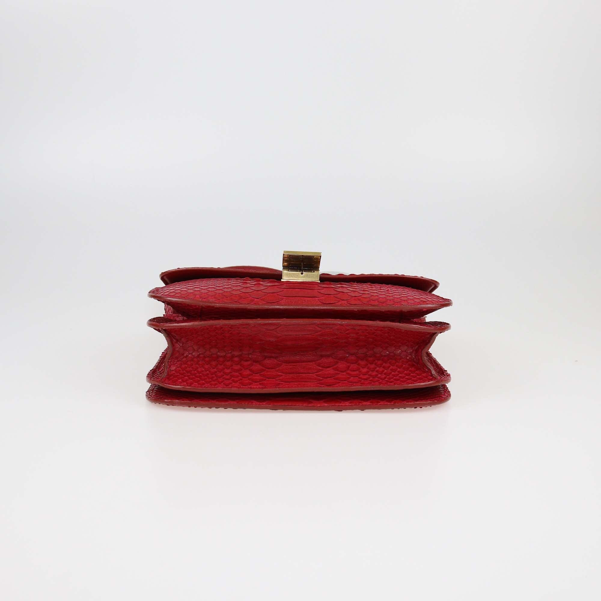 Celine Red Python Medium Classic Box Flap Bag Womens Celine