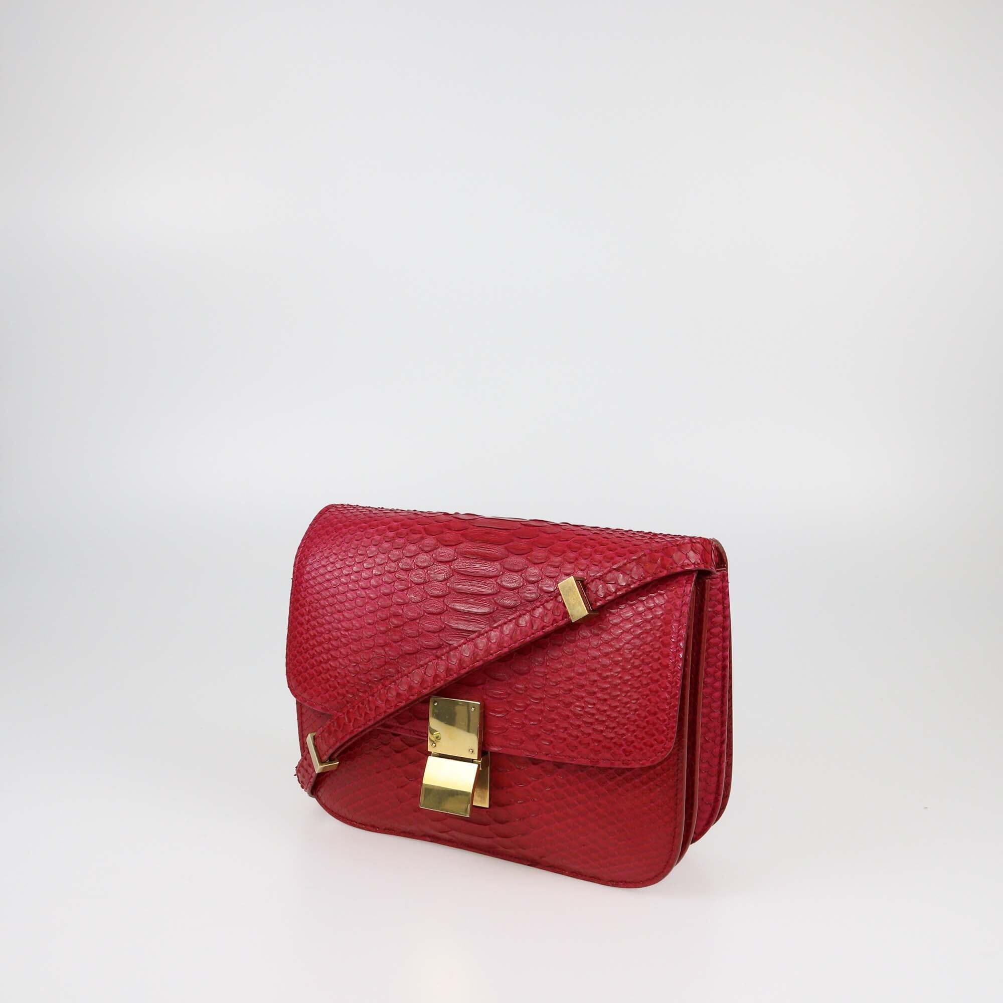 Celine Red Python Medium Classic Box Flap Bag Womens Celine