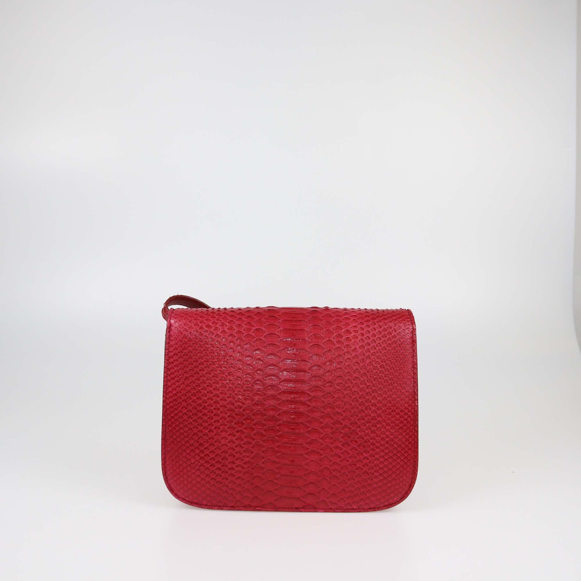 Celine Red Python Medium Classic Box Flap Bag Womens Celine