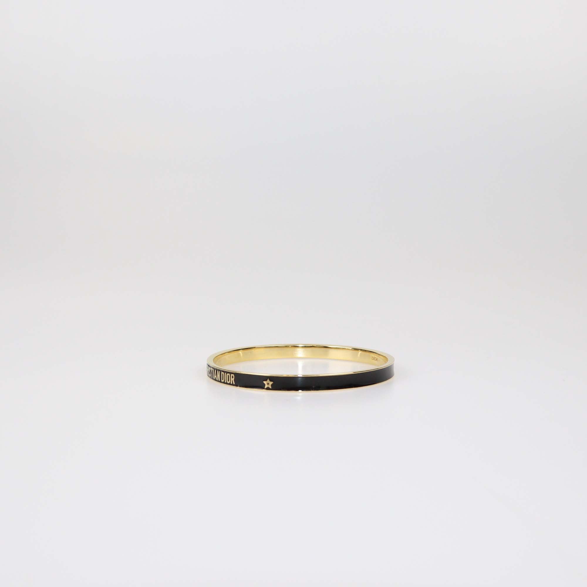Christian Dior Black/Gold Tone Metal Lacquer Bangle