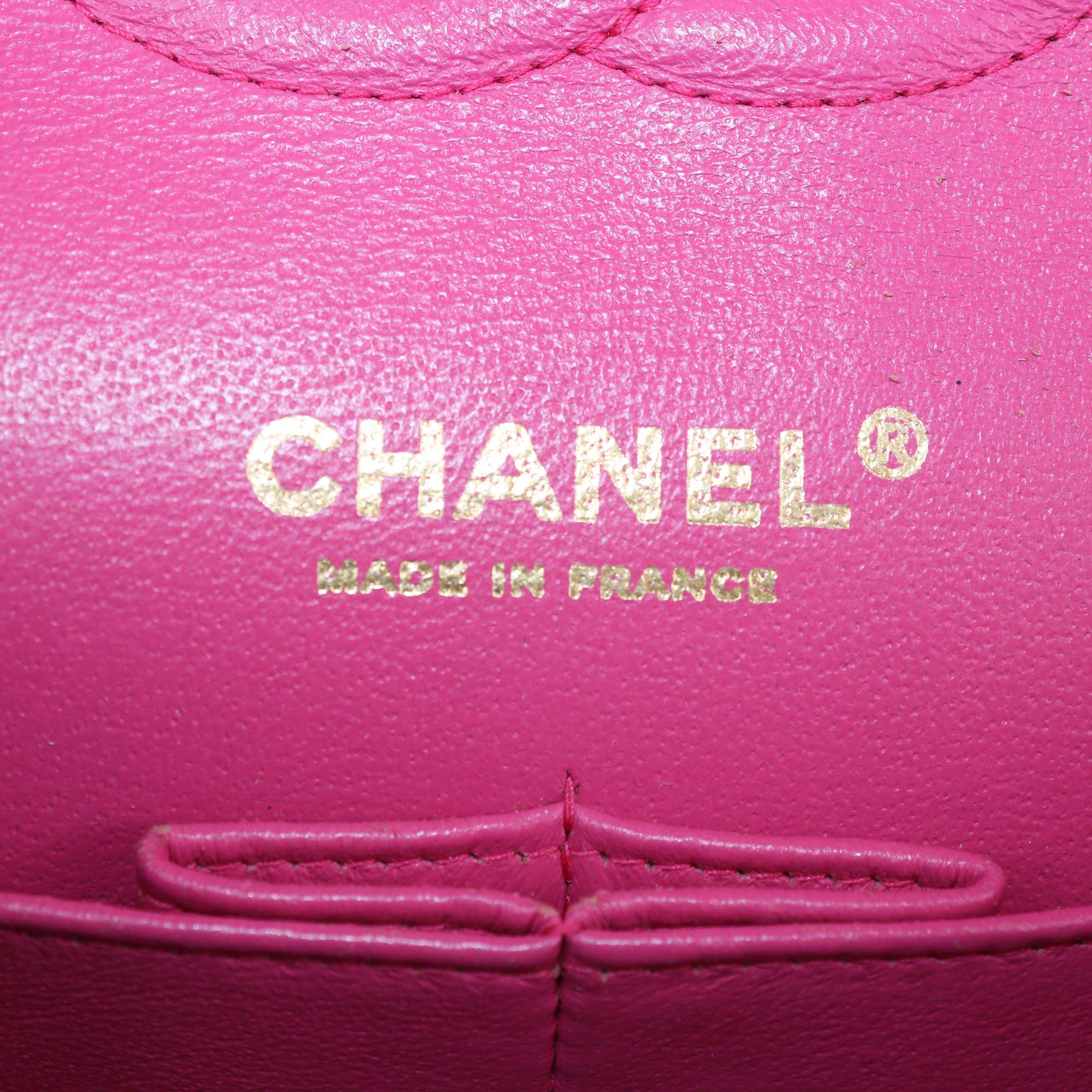 Chanel Pink Lambskin Leather Quilted Medium Classic Double Flap Bag