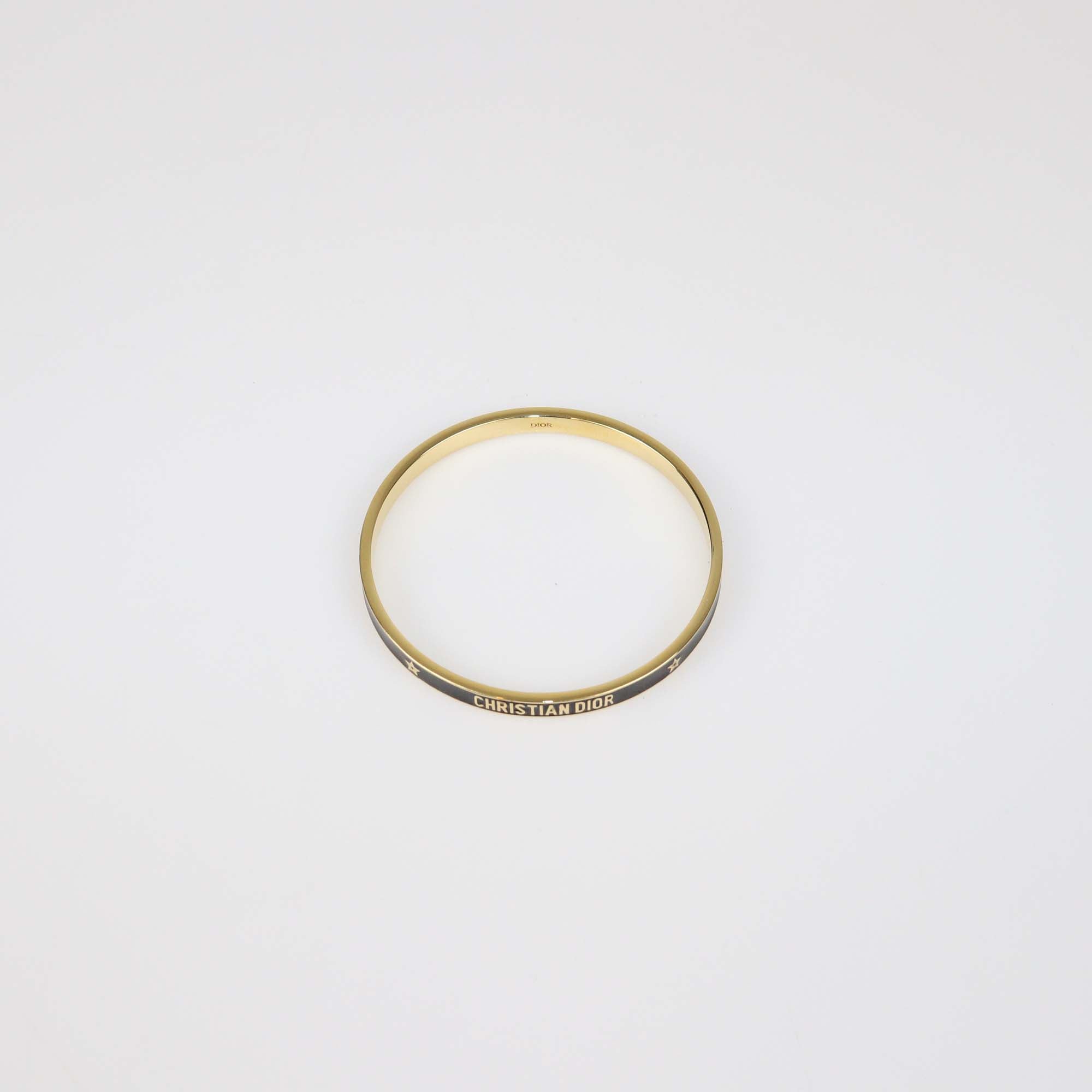 Christian Dior Black/Gold Tone Metal Lacquer Bangle