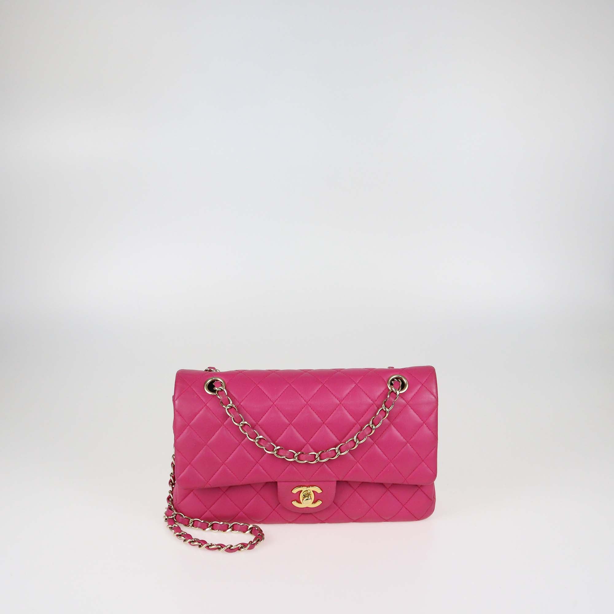 Chanel Pink Lambskin Leather Quilted Medium Classic Double Flap Bag