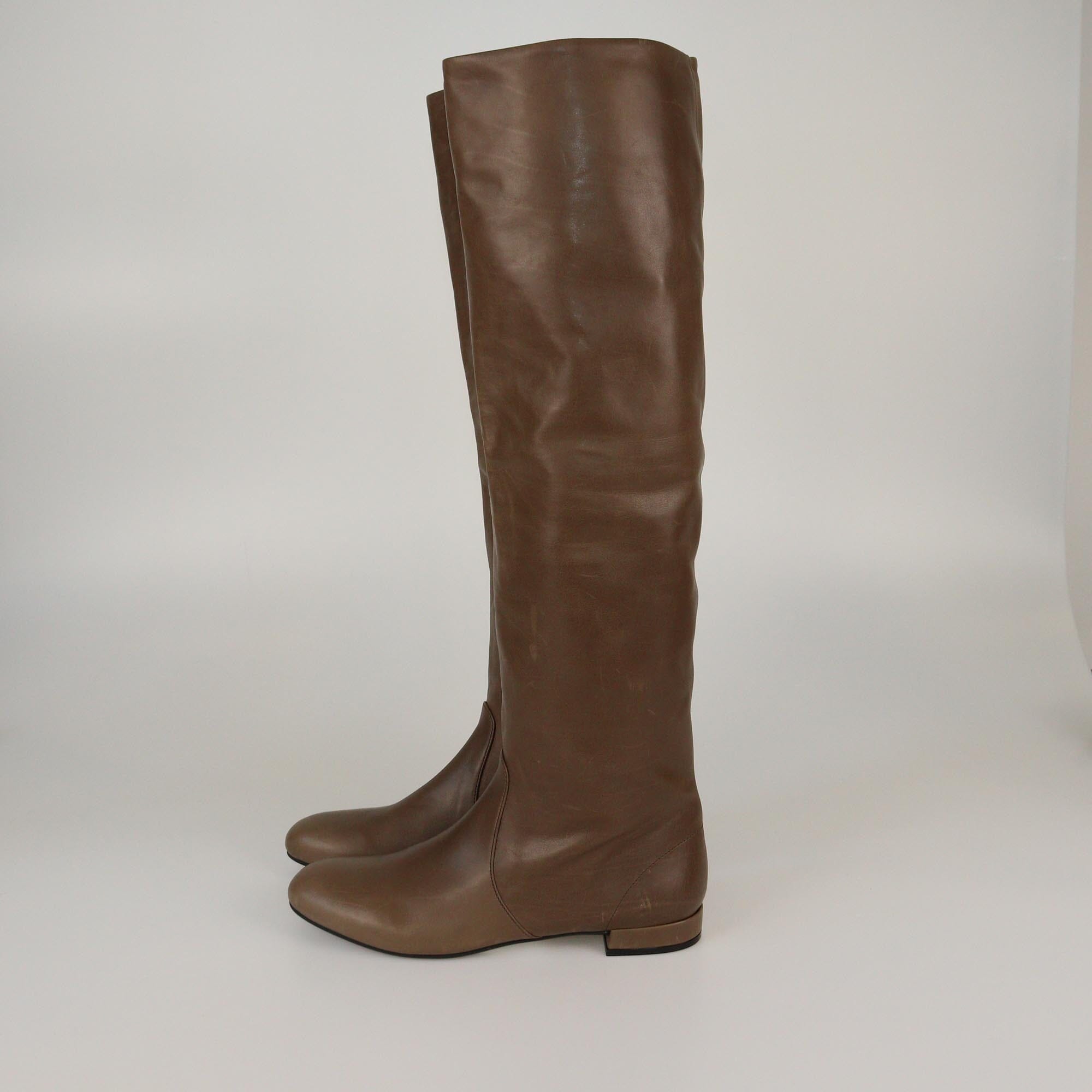 Prada Brown High Boots Womens Prada